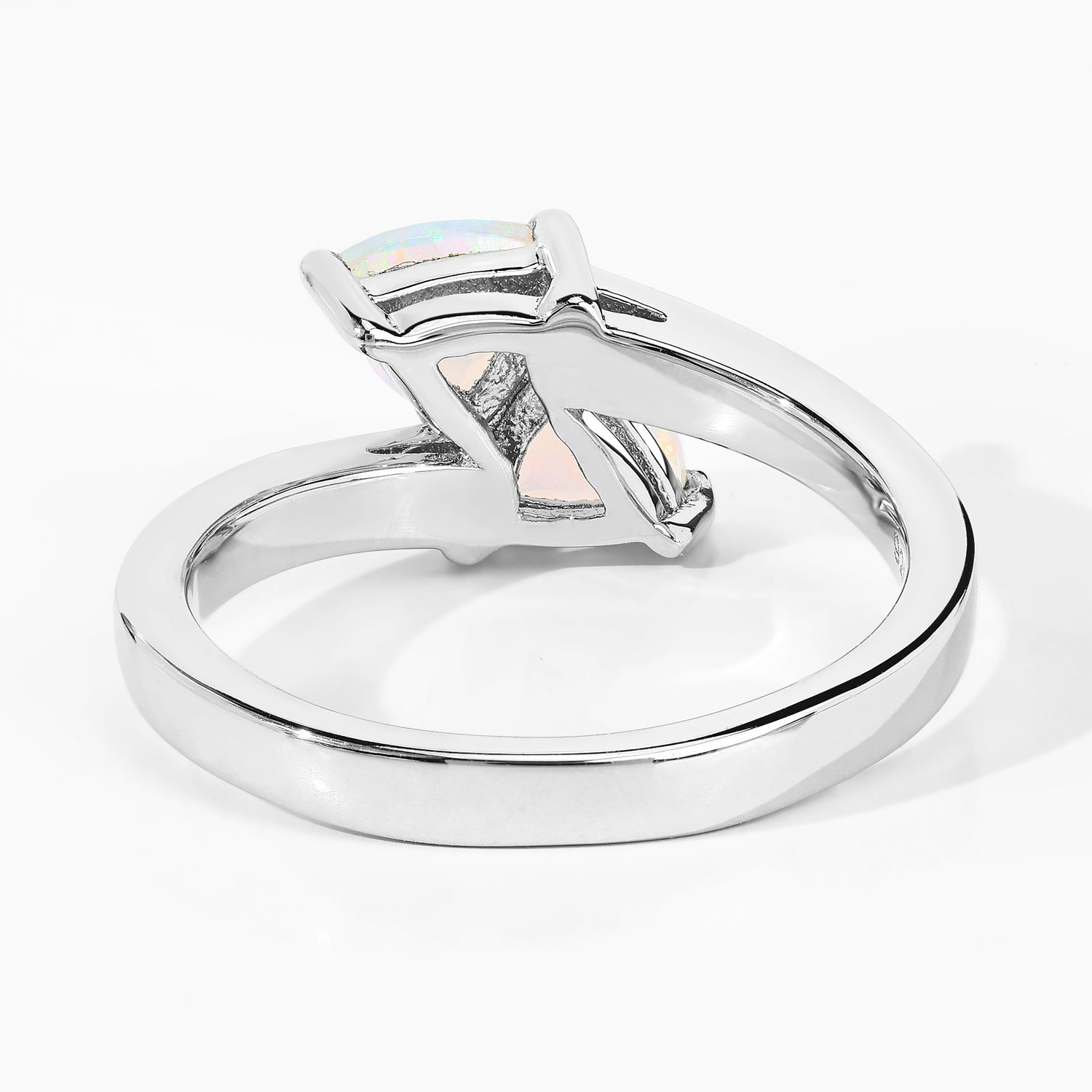 0.65 Carat Genuine Ethiopian Opal and Created White Sapphire .925 Sterling Silver Ring