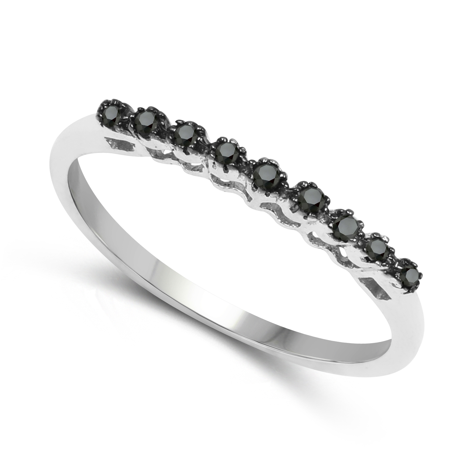 0.10 Carat Genuine Black Diamond .925 Sterling Silver Ring