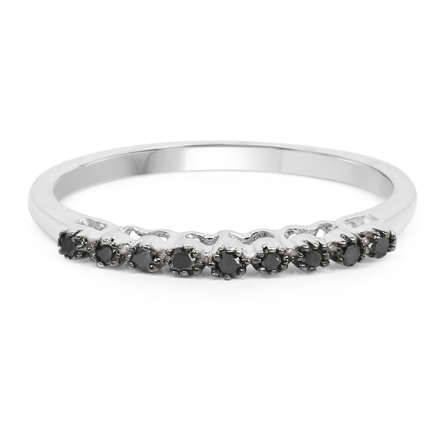 0.10 Carat Genuine Black Diamond .925 Sterling Silver Ring