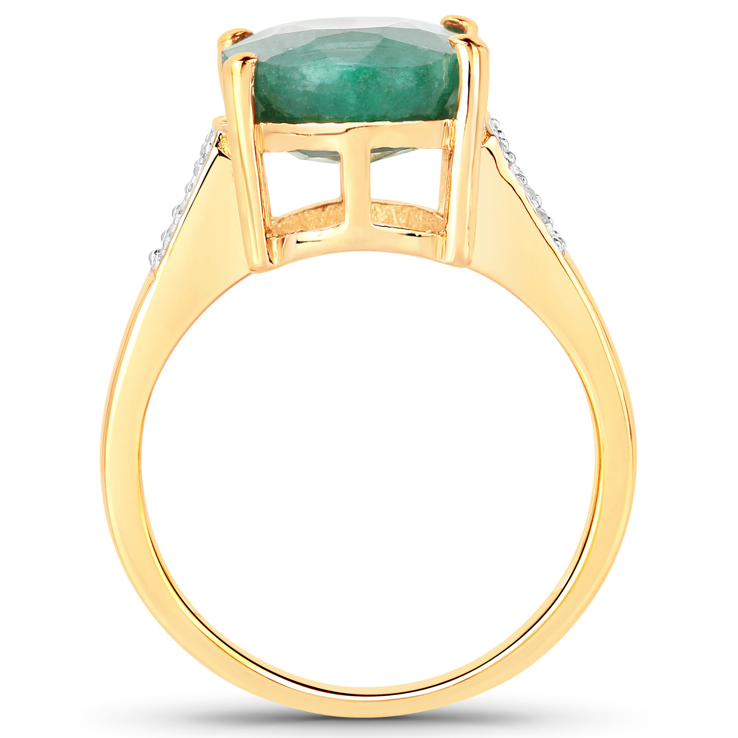 5.68 Carat Dyed Emerald and White Topaz .925 Sterling Silver Ring