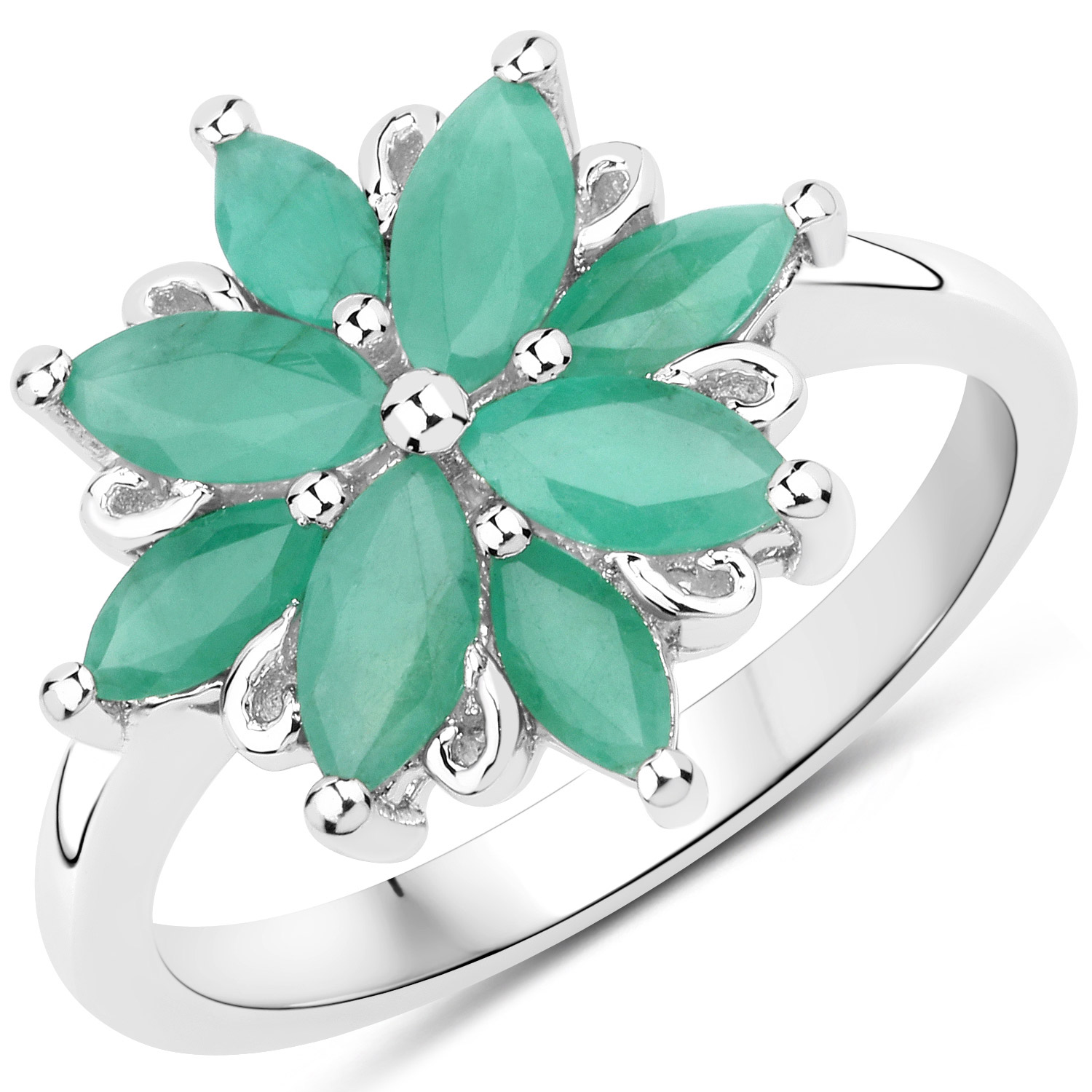 1.40 Carat Genuine Emerald .925 Sterling Silver Ring