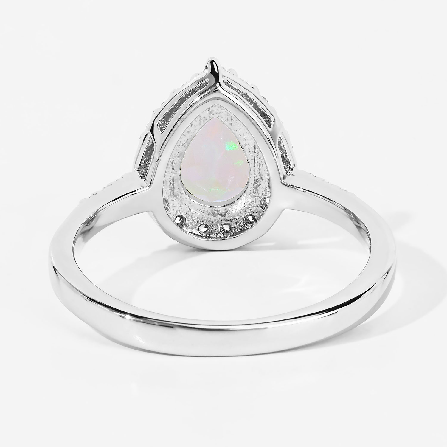 1.09 Carat Genuine Ethiopian Opal and Created White Sapphire .925 Sterling Silver Ring