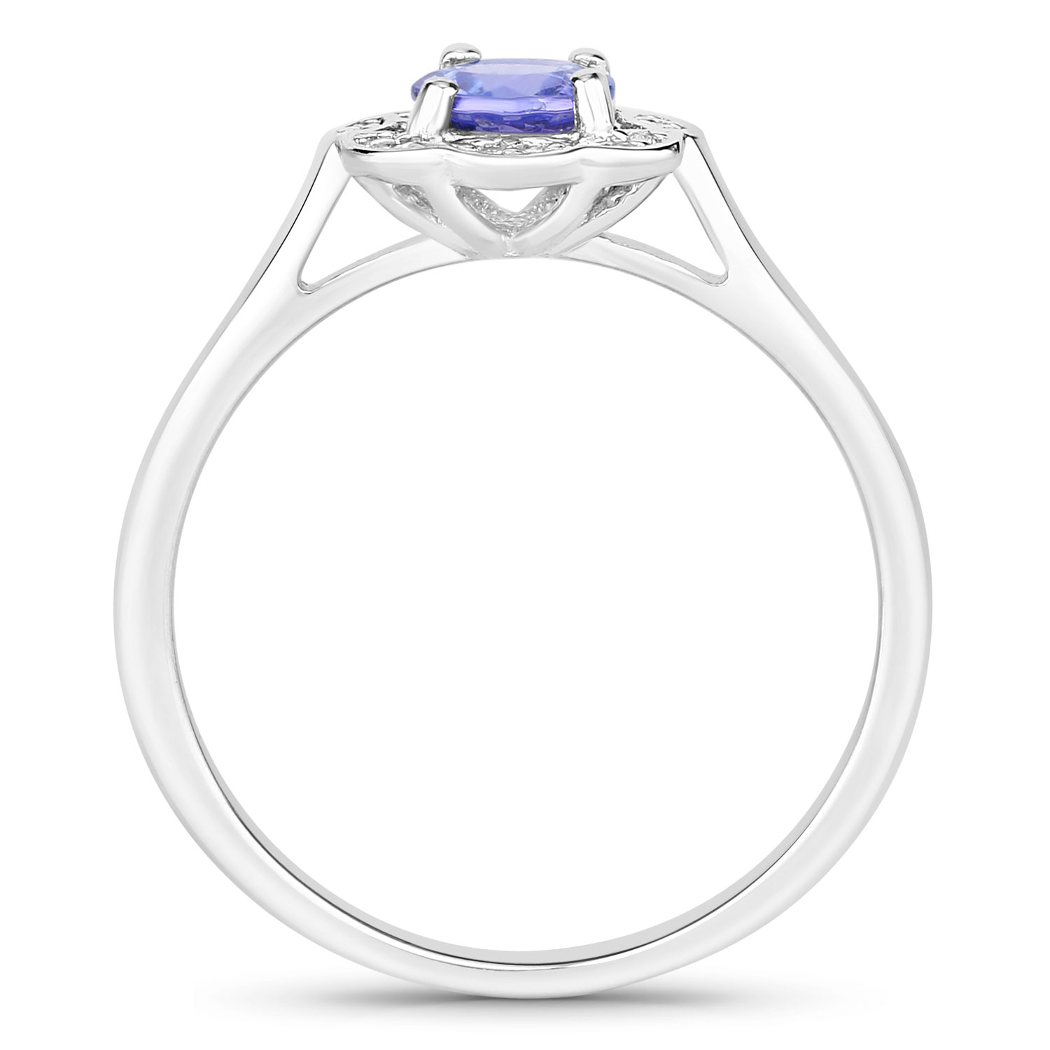 0.53 Carat Genuine Tanzanite and Created White Sapphire .925 Sterling Silver Ring