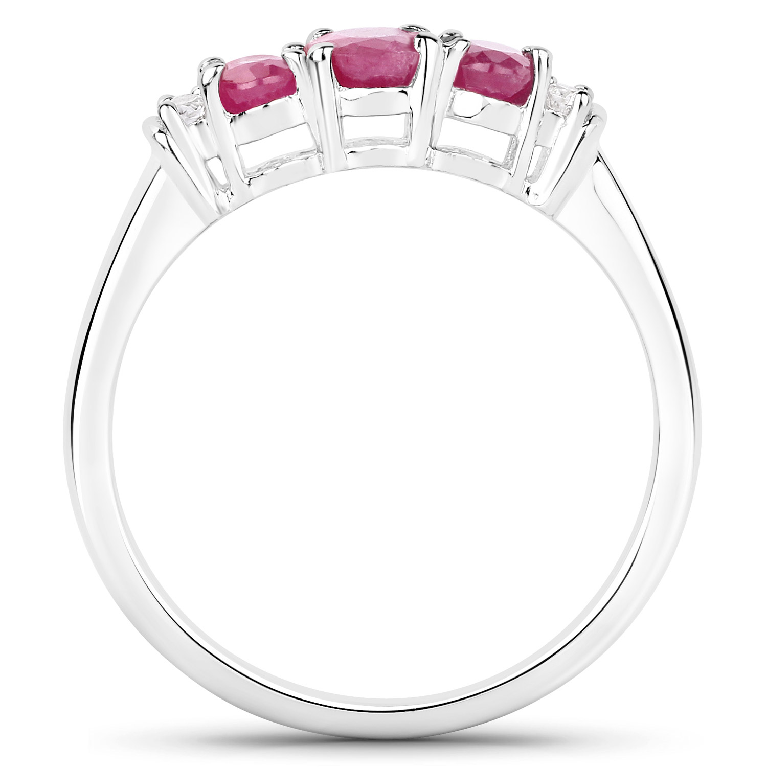 1.15 Carat Genuine Johnson Ruby and White Topaz .925 Sterling Silver Ring