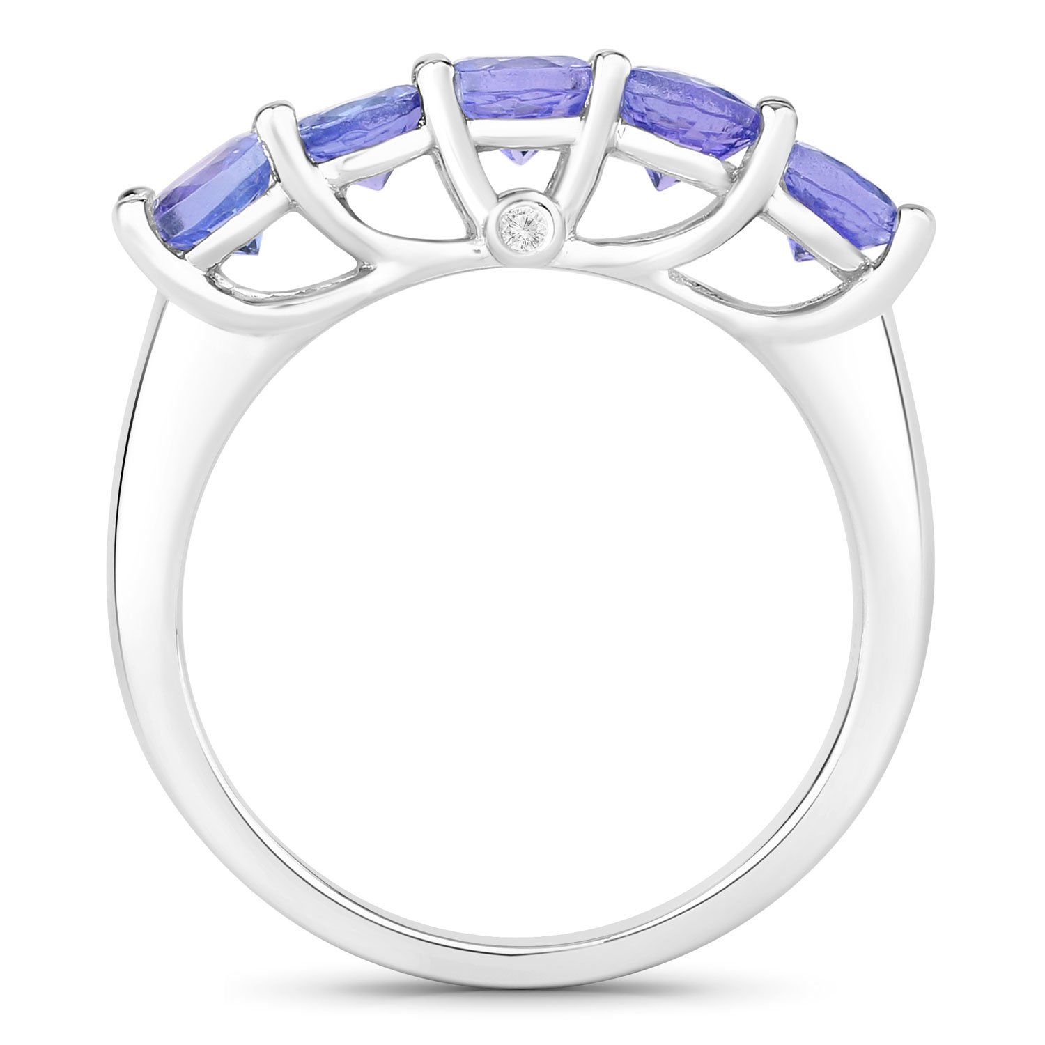 1.17 Carat Genuine Tanzanite and Created White Sapphire .925 Sterling Silver Ring
