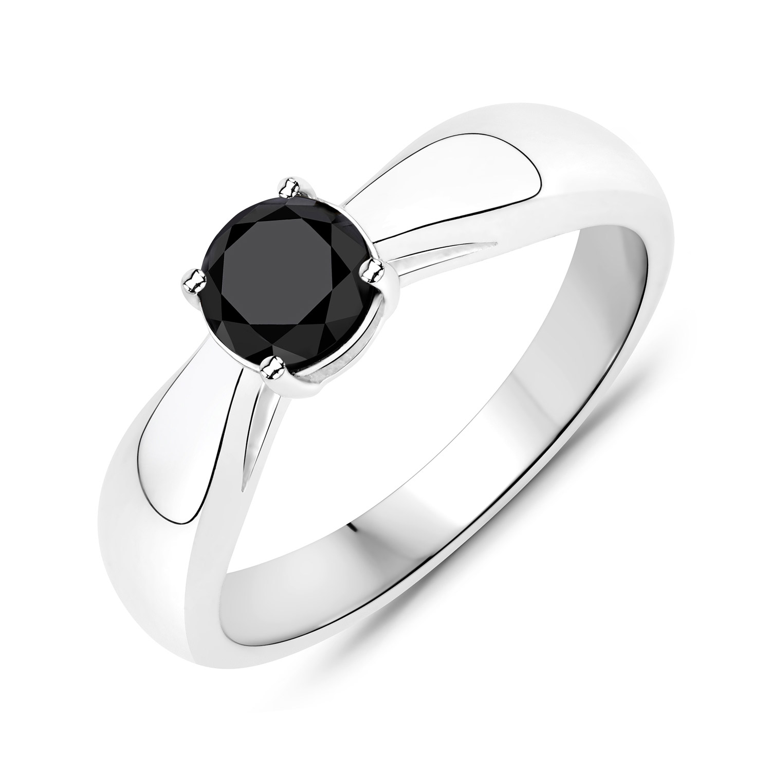 0.75 Carat Genuine Black Diamond .925 Sterling Silver Ring