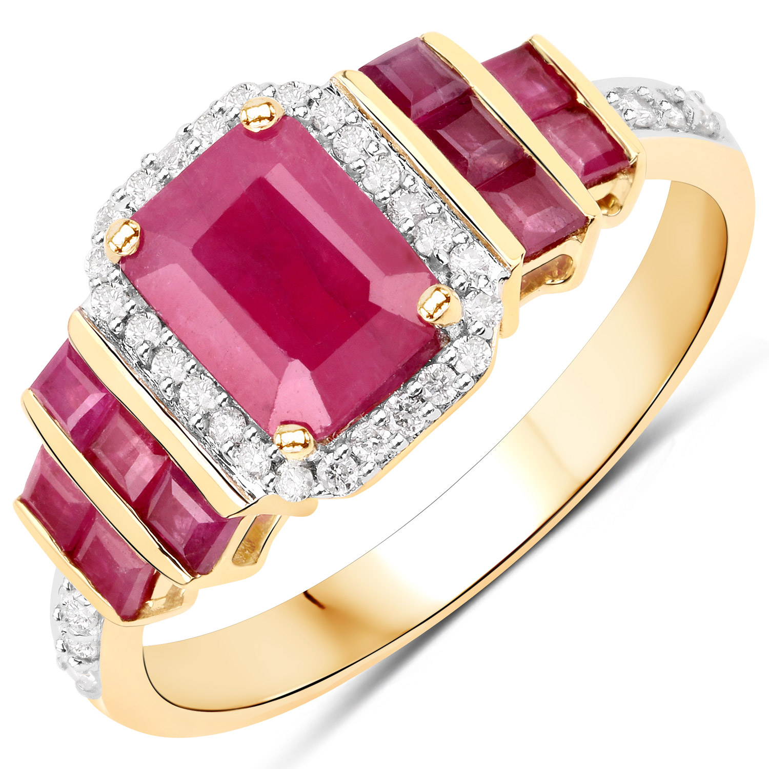 2.26 Carat Genuine Johnson Ruby and White Diamond 14K Yellow Gold Ring