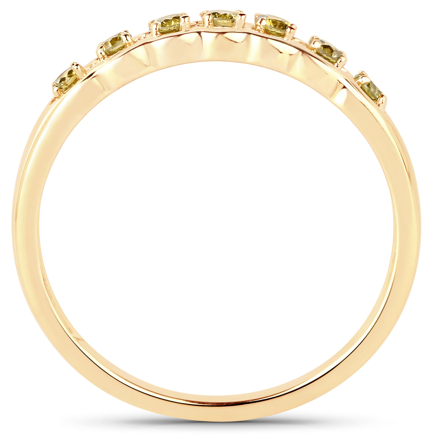 0.22 Carat Genuine Dark Yellow Diamond 14K Yellow Gold Ring (I1-I2)