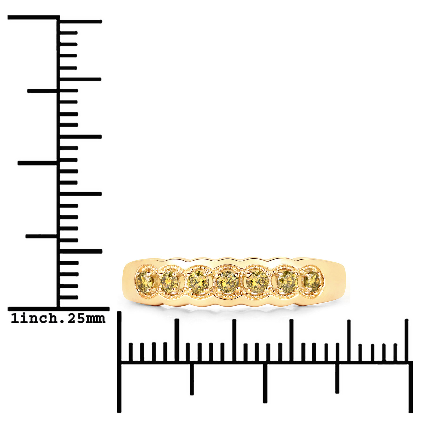 0.22 Carat Genuine Dark Yellow Diamond 14K Yellow Gold Ring (I1-I2)