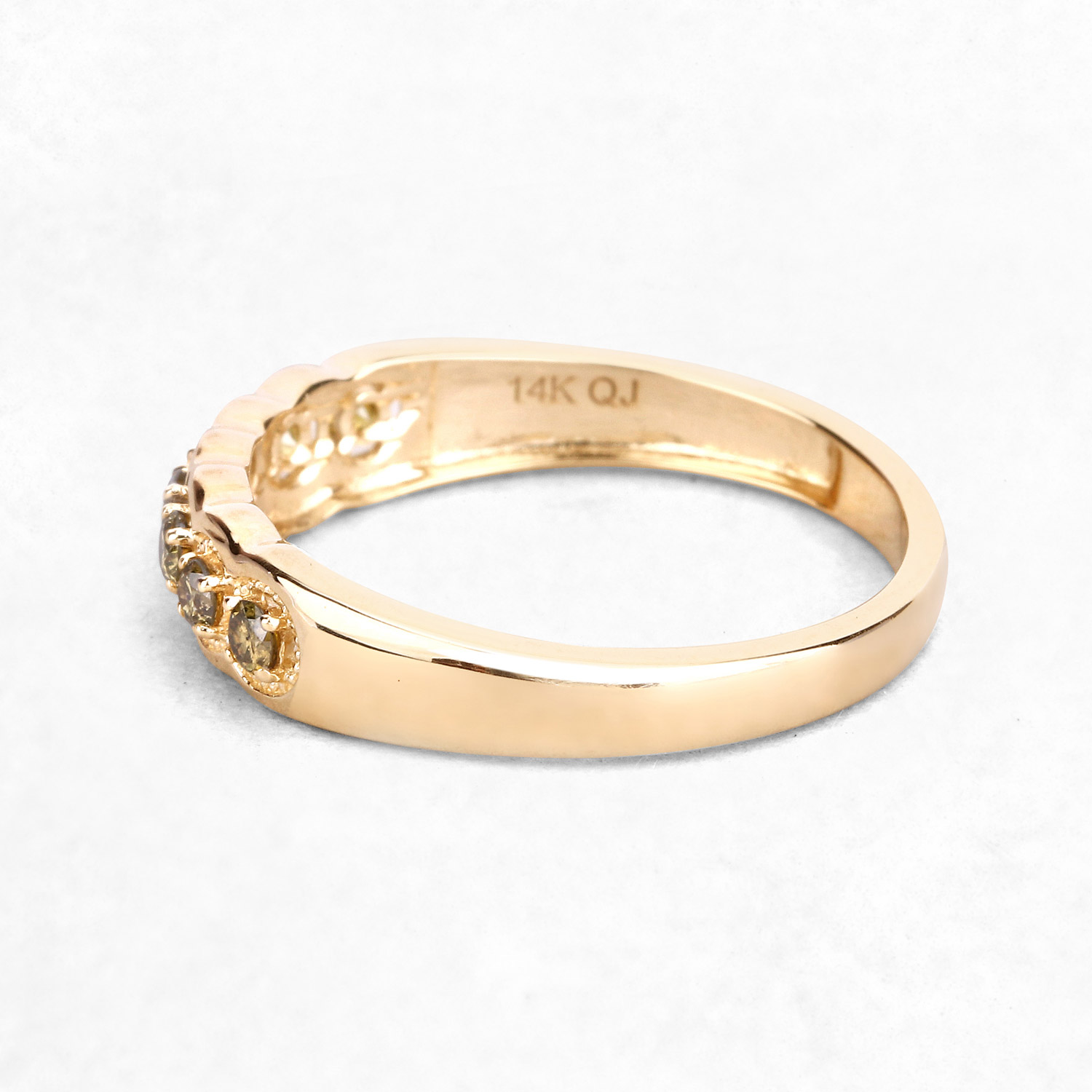 0.22 Carat Genuine Dark Yellow Diamond 14K Yellow Gold Ring (I1-I2)