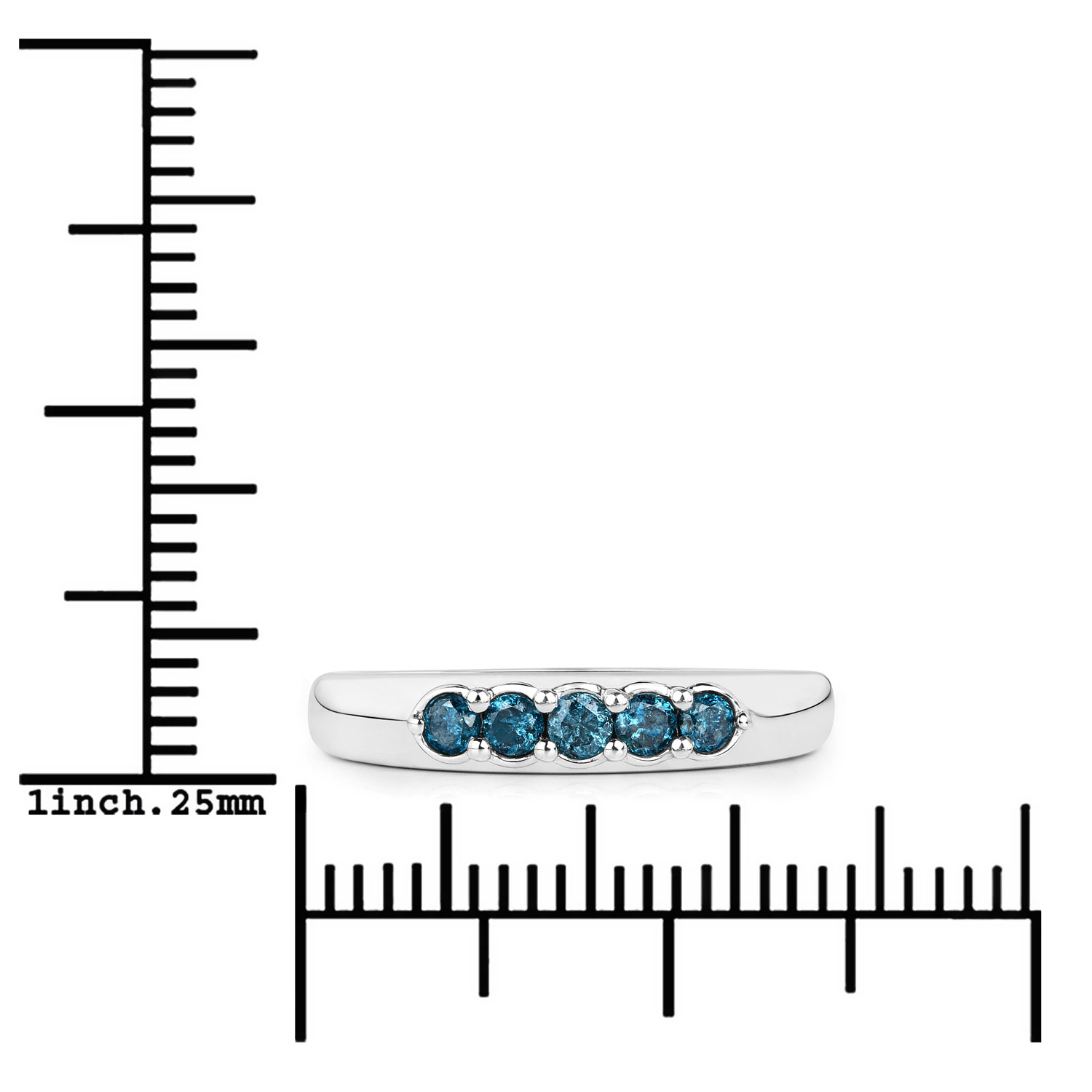 0.27 Carat Genuine Blue Diamond 14K White Gold Ring (I1-I2)