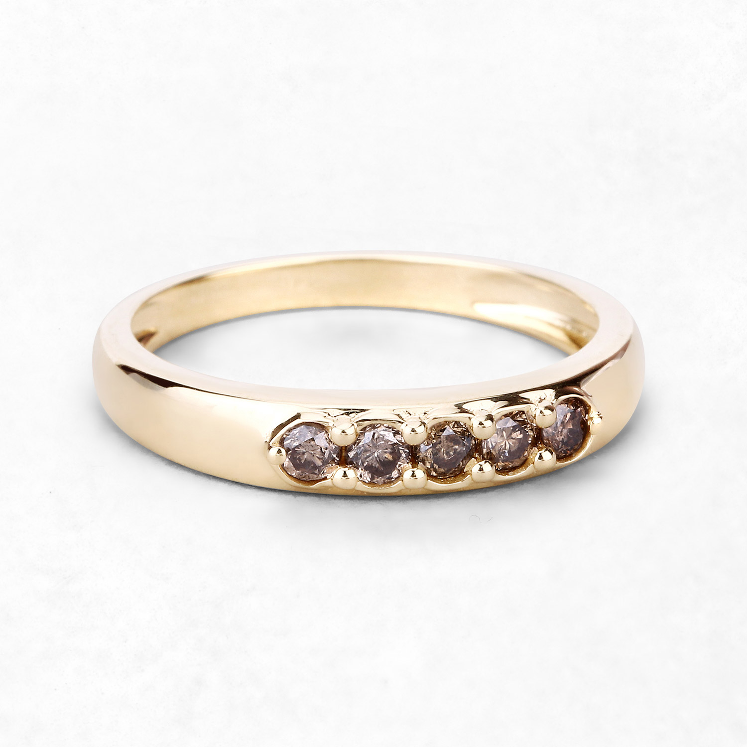 0.25 Carat Genuine Champagne Diamond 14K Yellow Gold Ring (I1-I2)