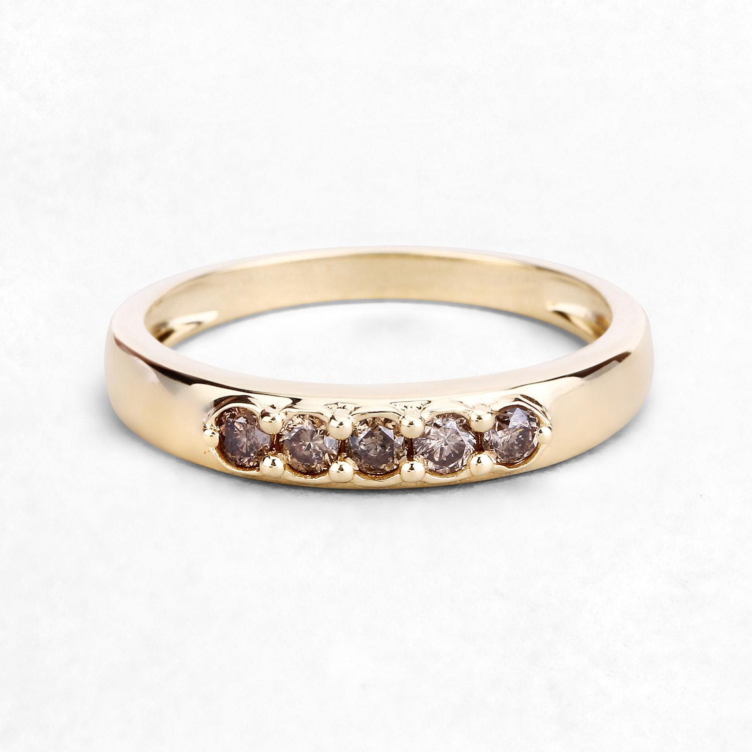 0.25 Carat Genuine Champagne Diamond 14K Yellow Gold Ring (I1-I2)