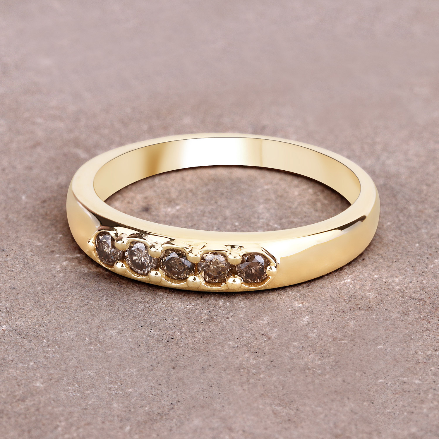 0.25 Carat Genuine Champagne Diamond 14K Yellow Gold Ring (I1-I2)