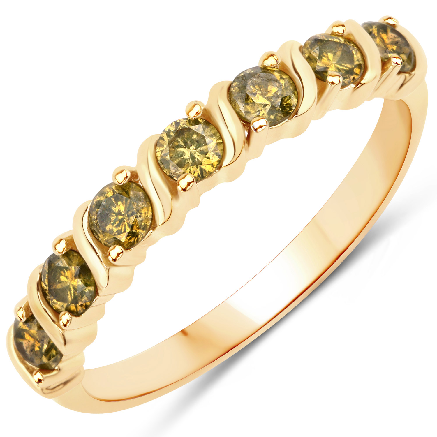 0.50 Carat Genuine Yellow Diamond 14K Yellow Gold Ring (I1-I2)