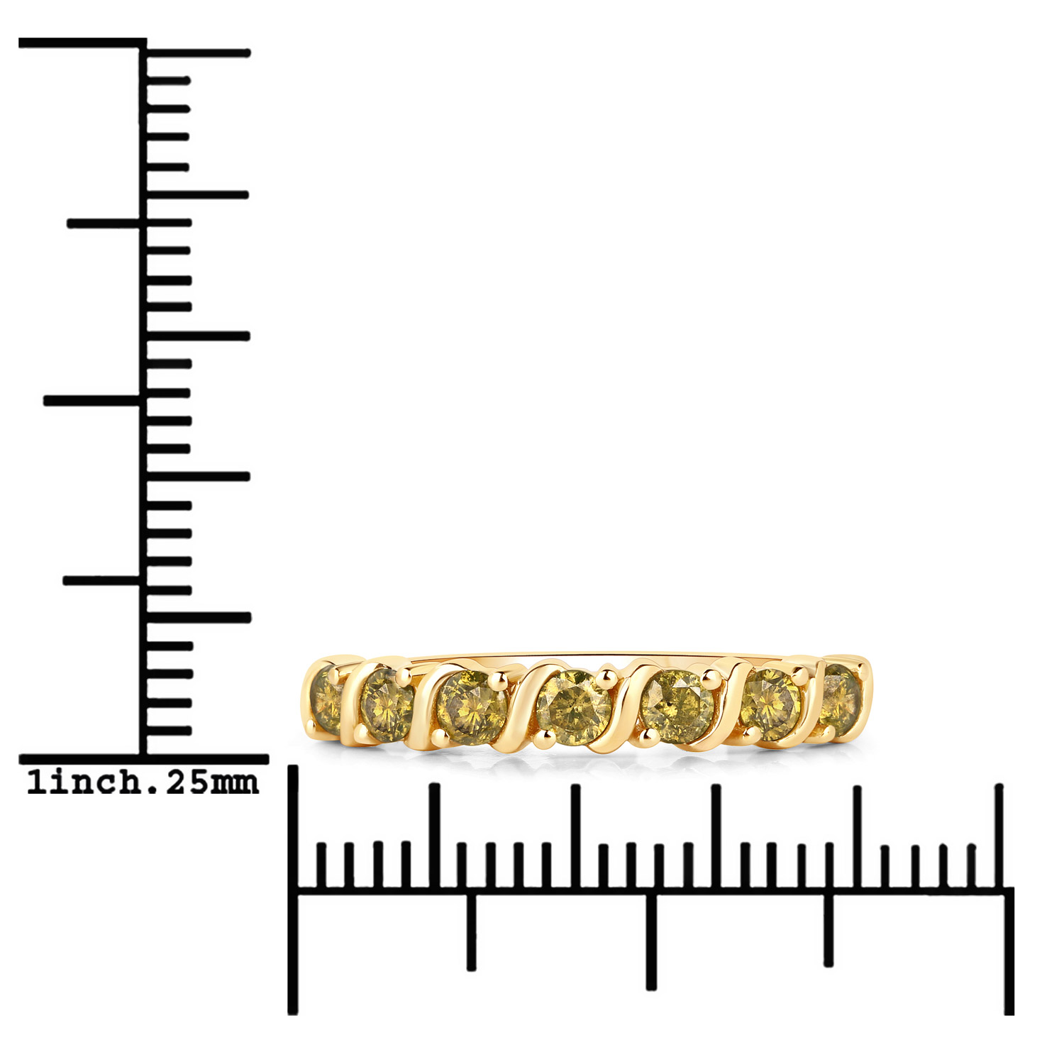 0.50 Carat Genuine Yellow Diamond 14K Yellow Gold Ring (I1-I2)