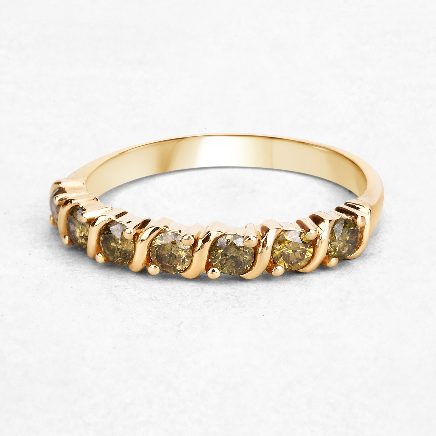 0.50 Carat Genuine Yellow Diamond 14K Yellow Gold Ring (I1-I2)