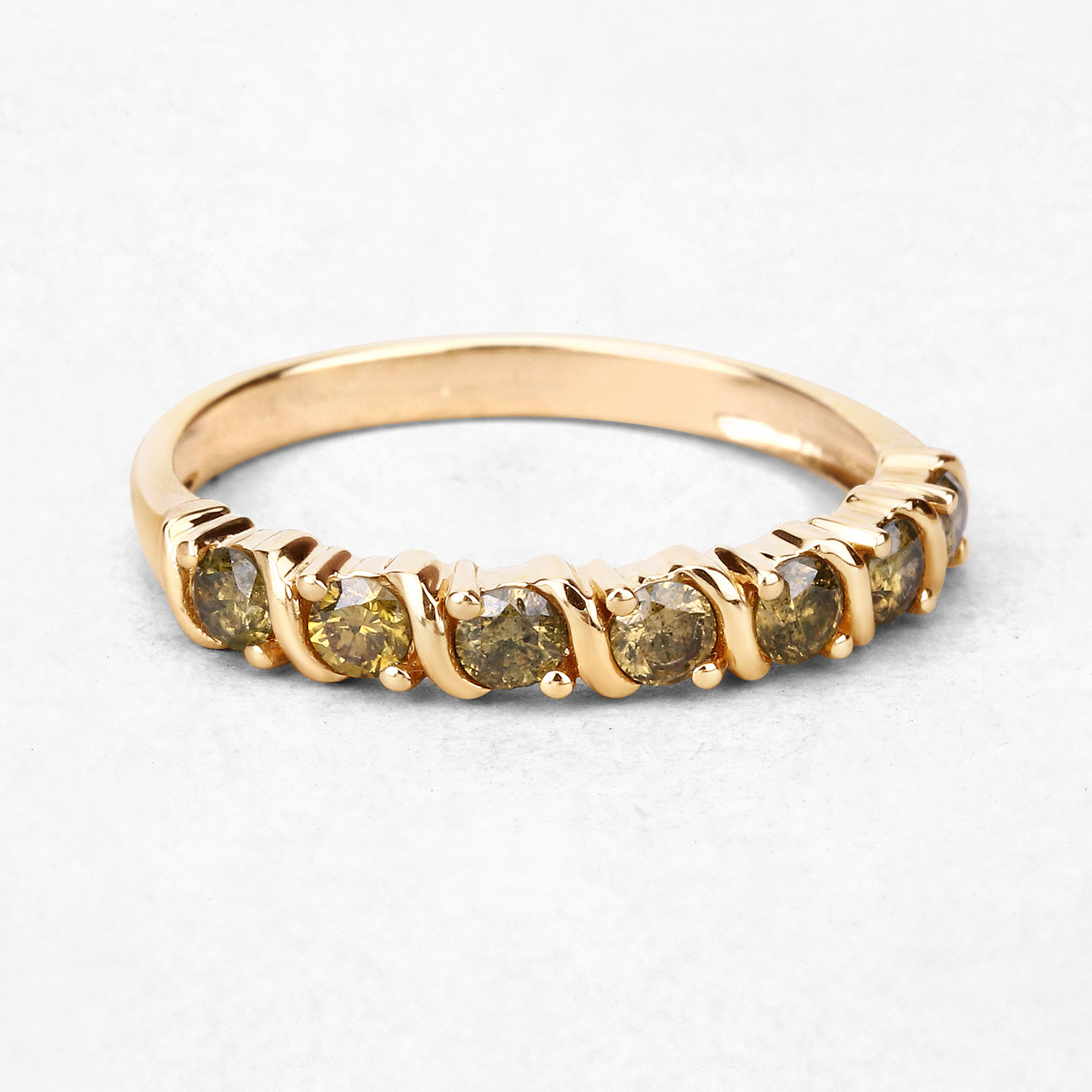 0.50 Carat Genuine Yellow Diamond 14K Yellow Gold Ring (I1-I2)