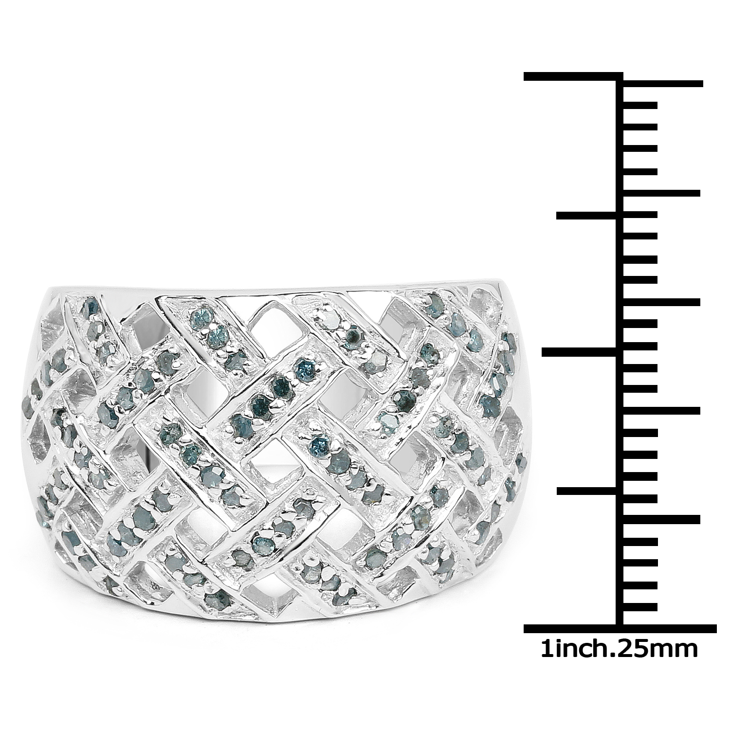 0.54 Carat Genuine Blue Diamond .925 Sterling Silver Ring