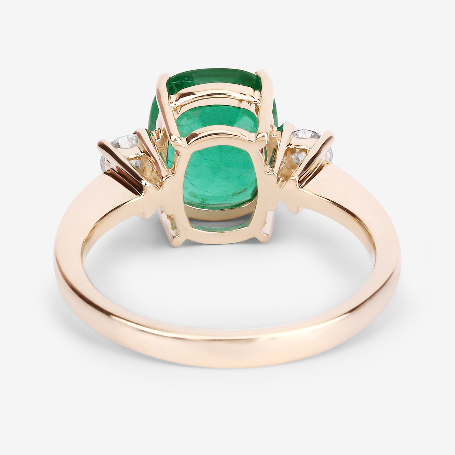 3.09 Carat Genuine Zambian Emerald and White Diamond 14K Yellow Gold Ring