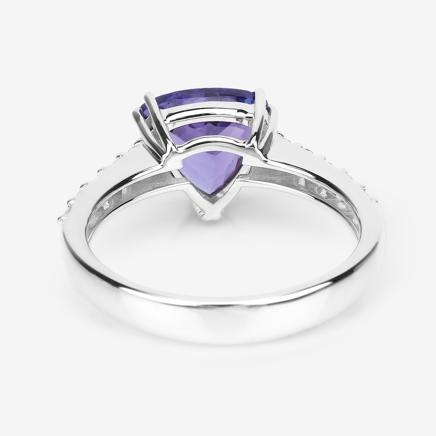 2.17 Carat Genuine Tanzanite and White Diamond 14K White Gold Ring