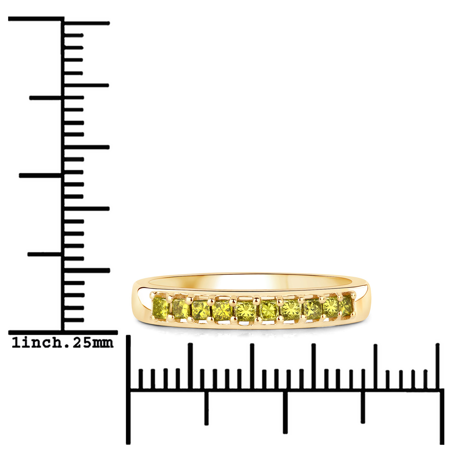 0.27 Carat Genuine Yellow Diamond 14K Yellow Gold Ring (I1-I2)