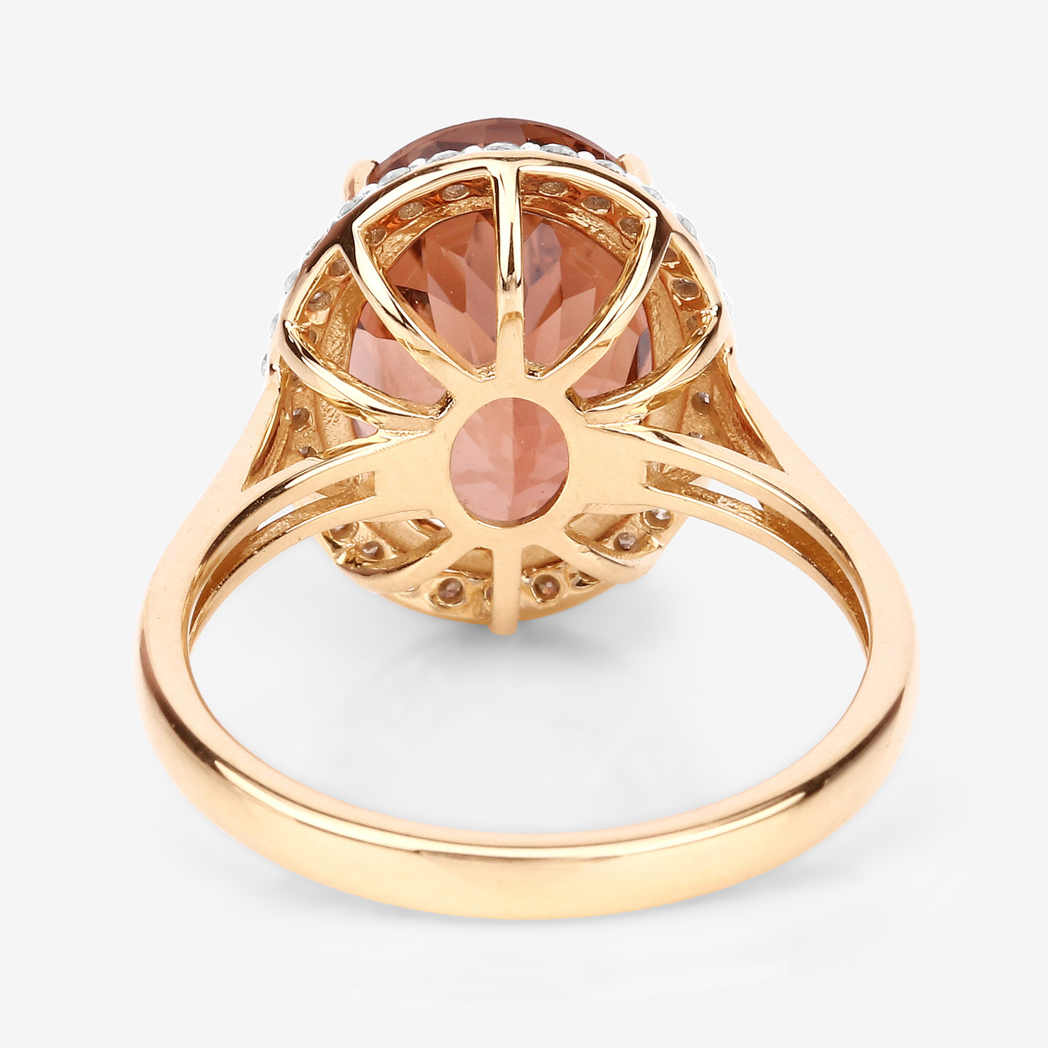 6.10 Carat Genuine Rare Orange Tourmaline and White Diamond 14K Yellow Gold Ring