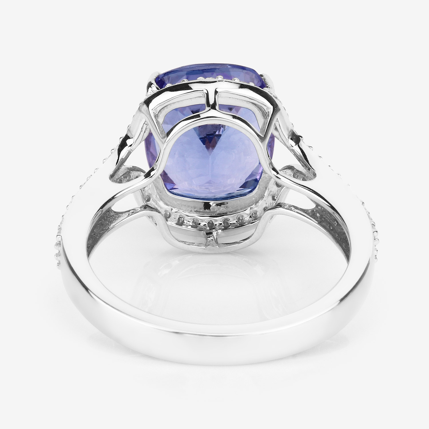 4.81 Carat Genuine Tanzanite and White Diamond 14K White Gold Ring