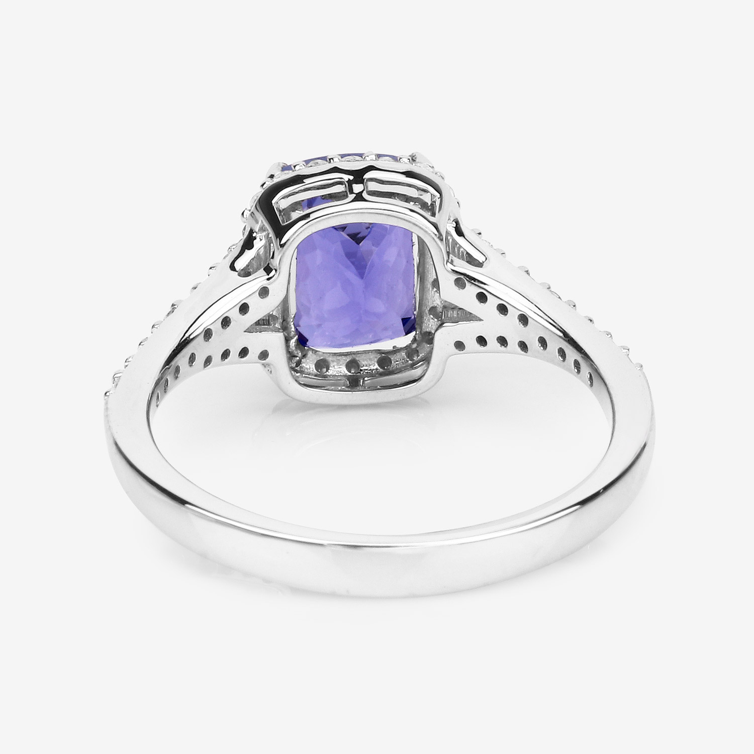 2.59 Carat Genuine Tanzanite and White Diamond 14K White Gold Ring