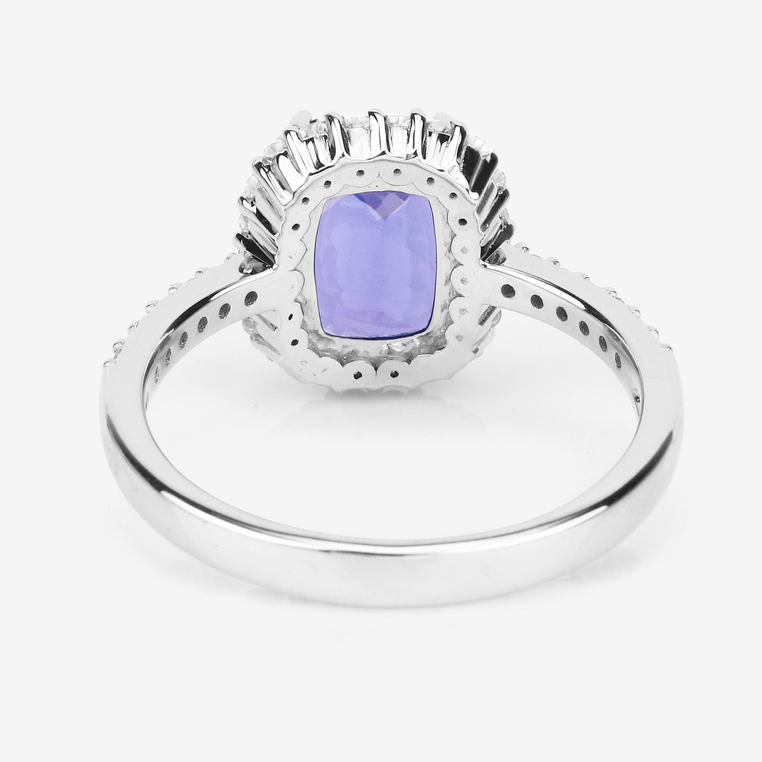 2.77 Carat Genuine Tanzanite and White Diamond 14K White Gold Ring