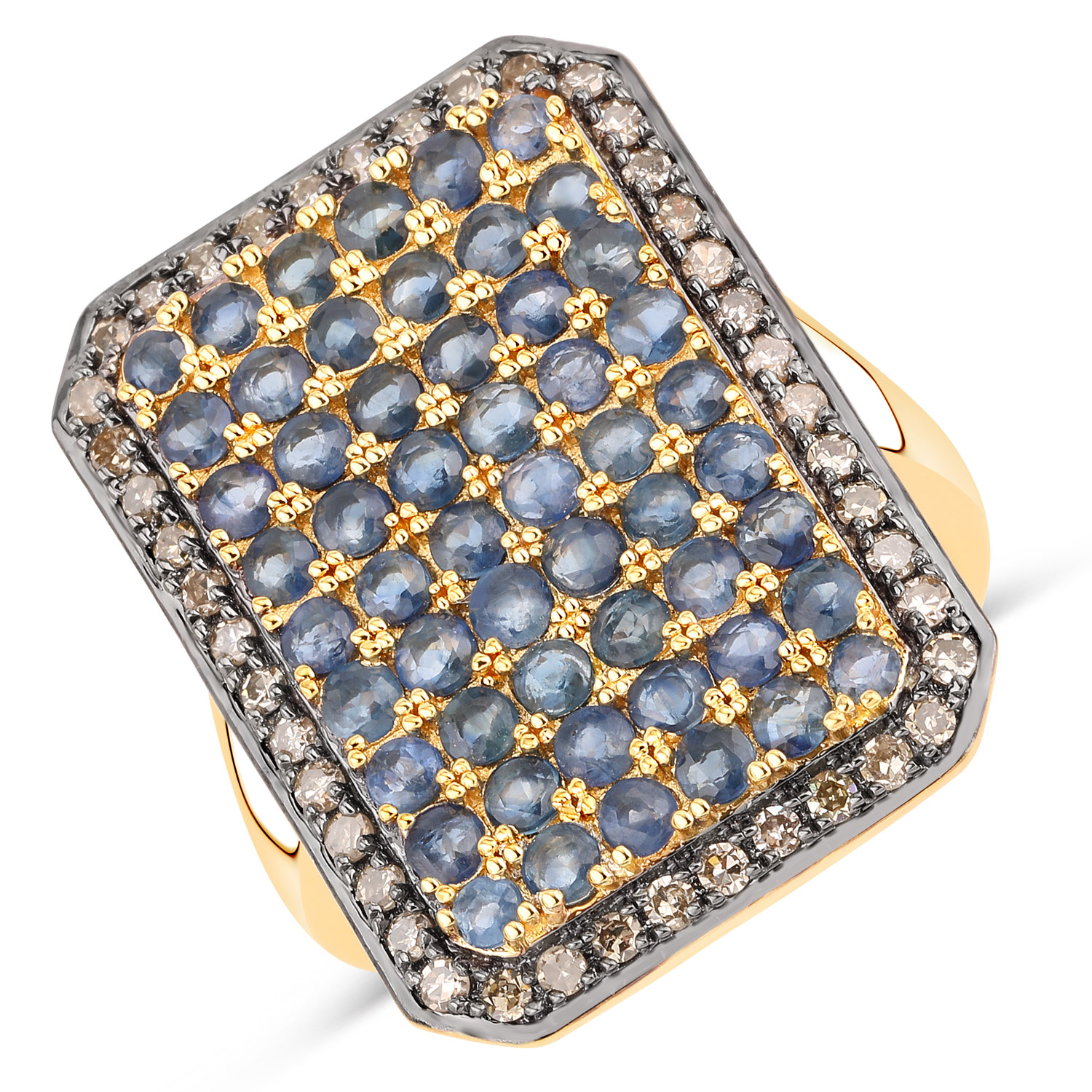 2.64 Carat Genuine Blue Sapphire and TTLB Diamond .925 Sterling Silver Ring