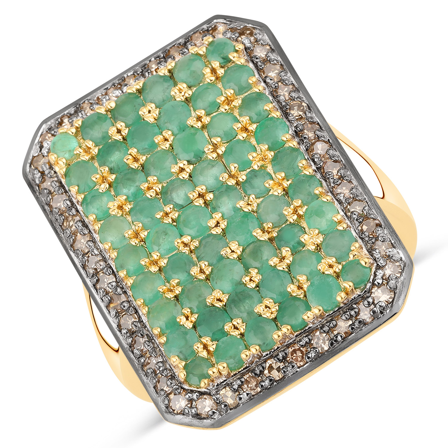 2.14 Carat Genuine Emerald and TTLB Diamond .925 Sterling Silver Ring