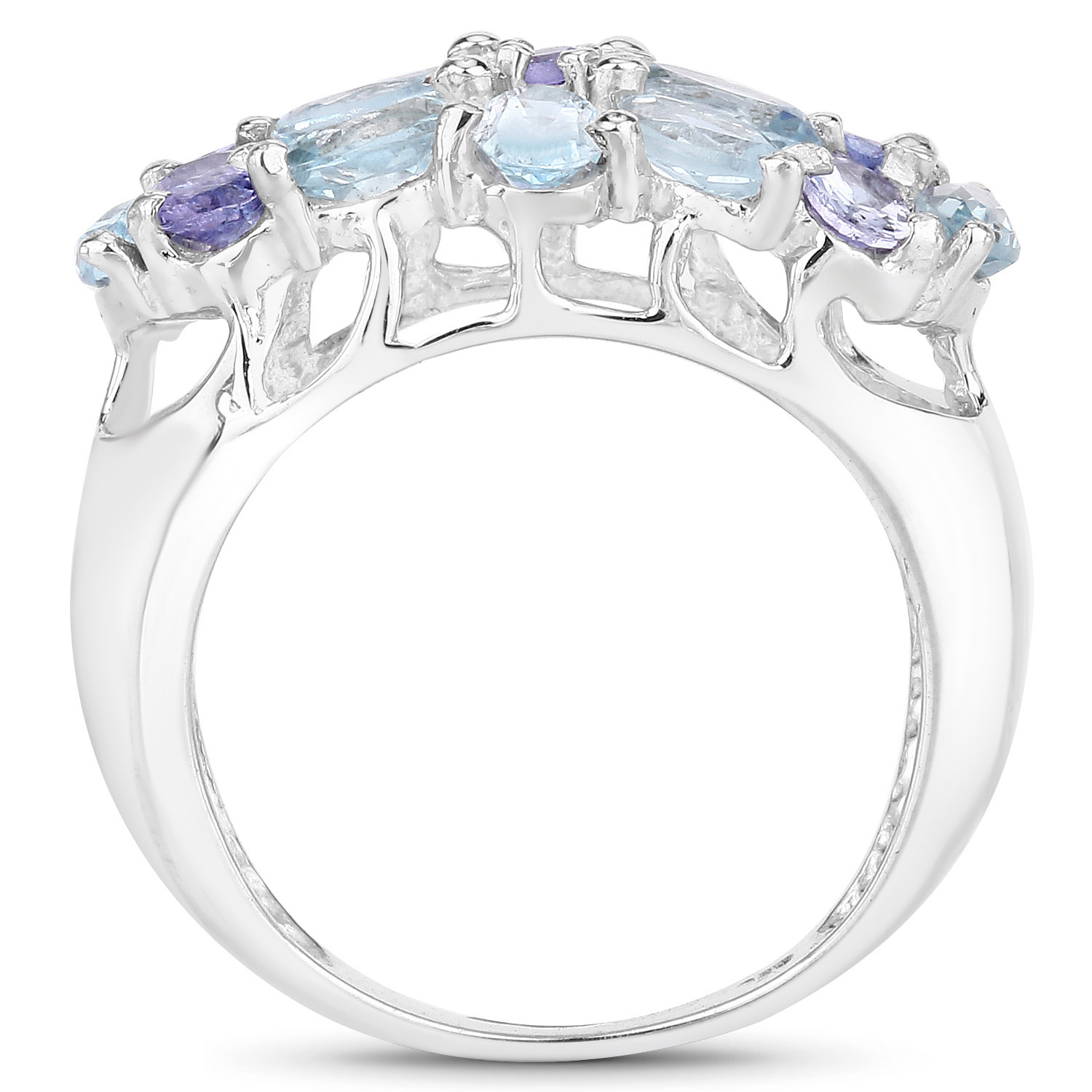 2.68 Carat Genuine Blue Topaz and Tanzanite .925 Sterling Silver Ring