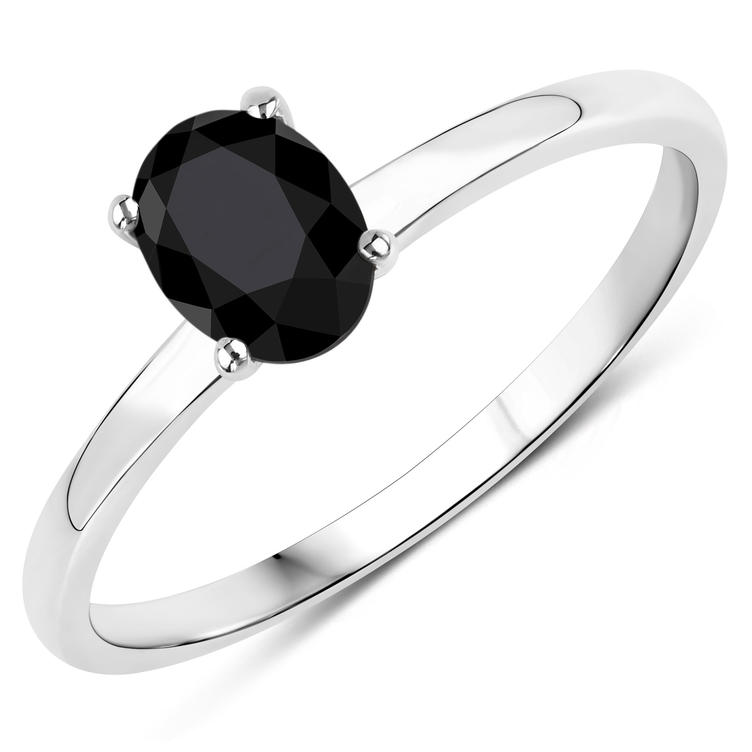 0.97 Carat Genuine Black Diamond 14K White Gold Ring
