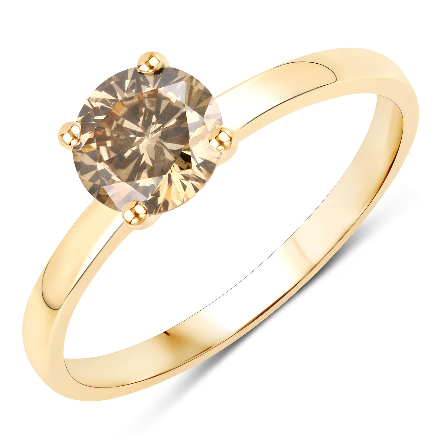 0.85 Carat Genuine LB Diamond 14K Yellow Gold Ring