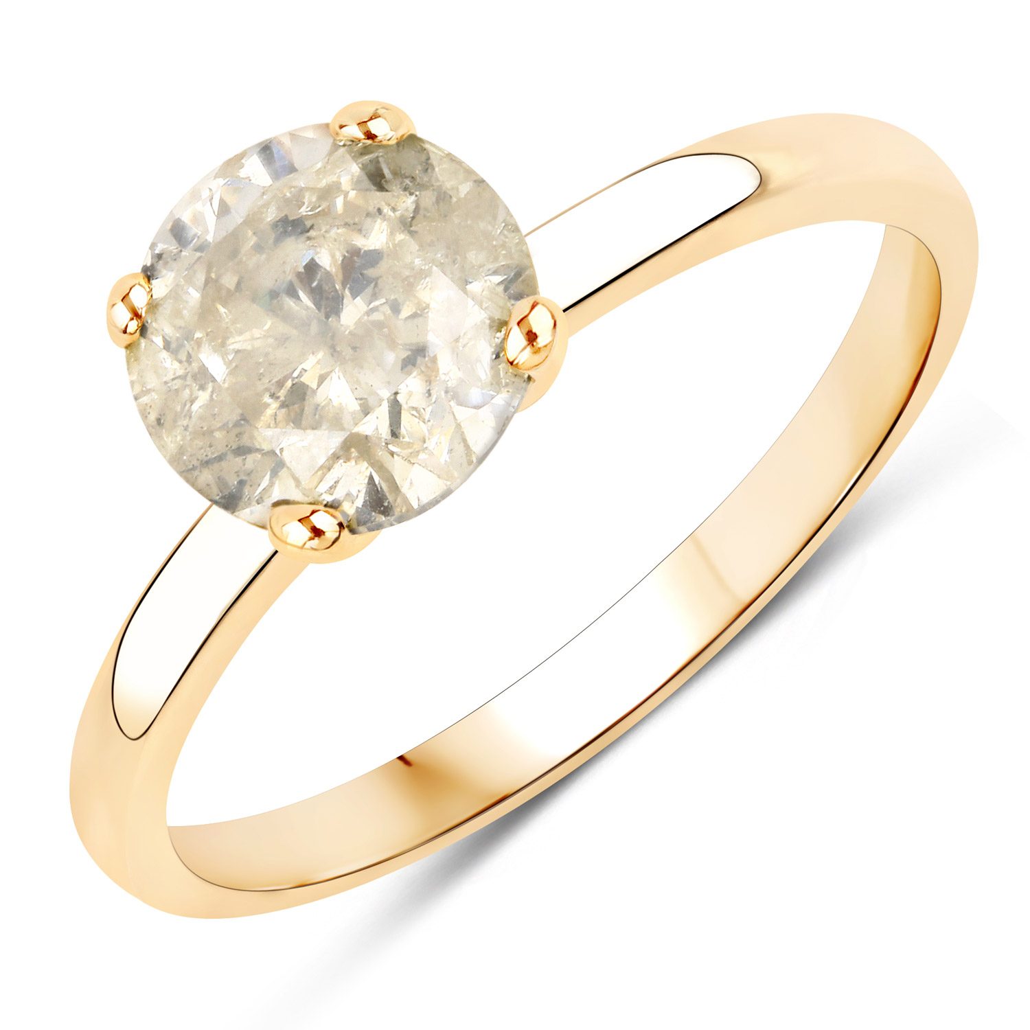 1.72 Carat Genuine TLC Diamond 14K Yellow Gold Ring