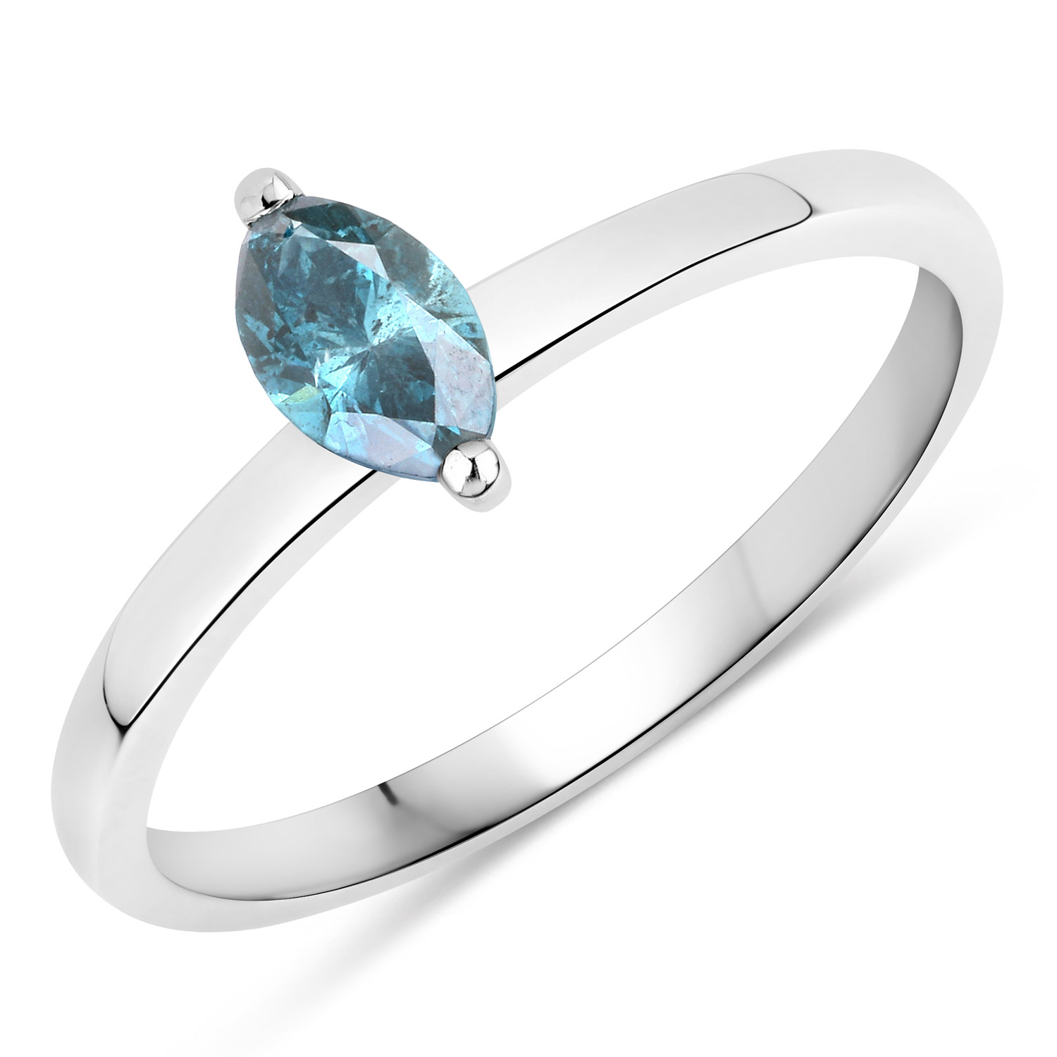 0.45 Carat Genuine Blue Diamond 14K White Gold Ring