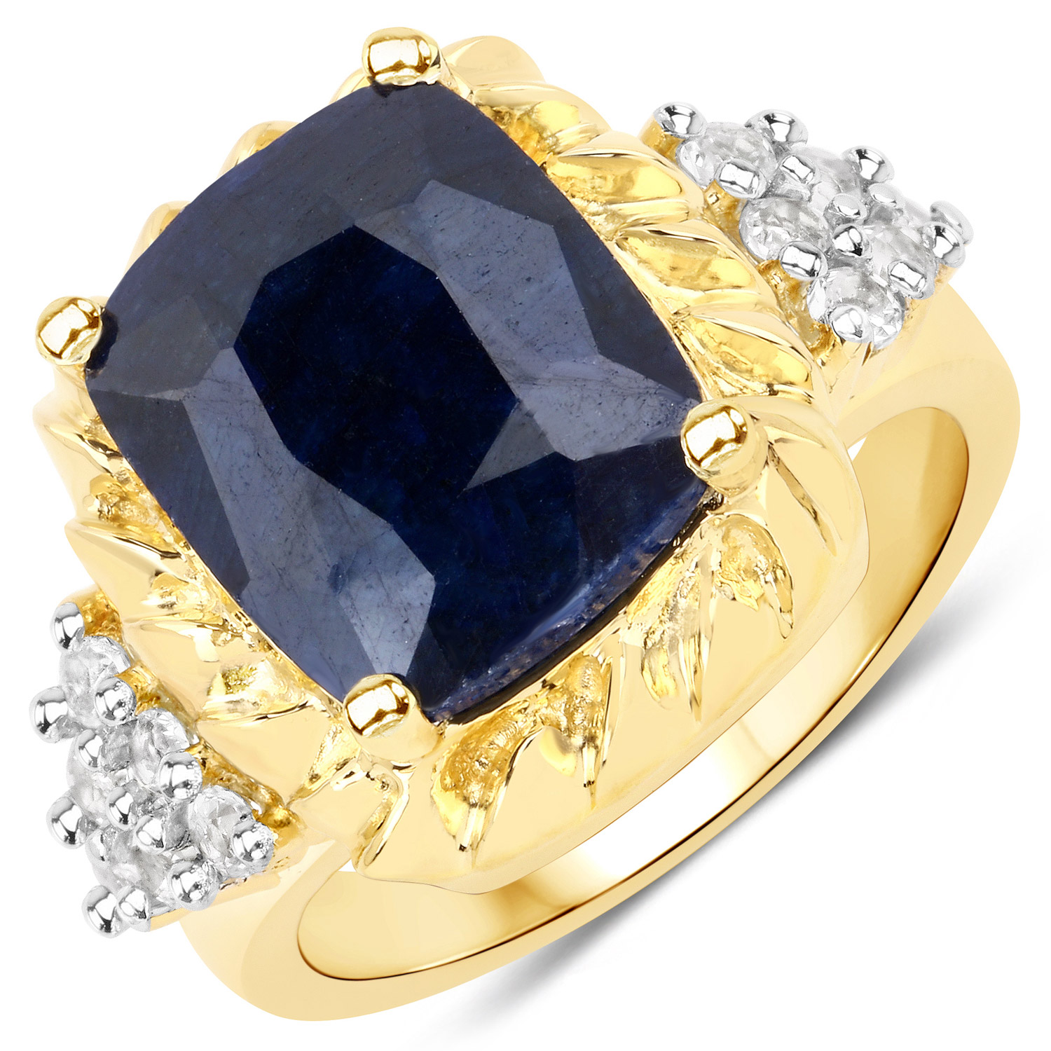 7.83 Carat Dyed Sapphire and Blue Topaz .925 Sterling Silver Ring