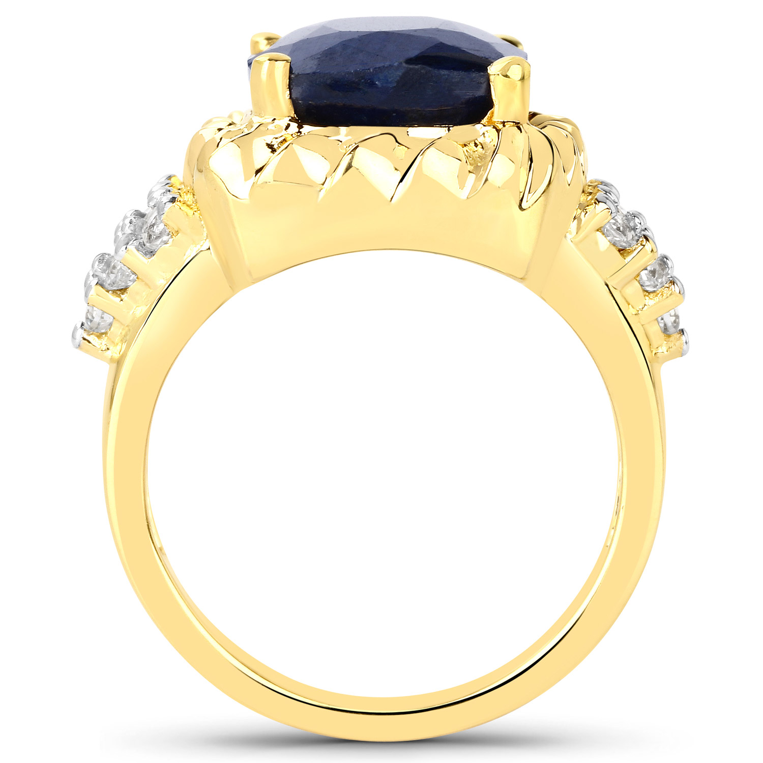 7.83 Carat Dyed Sapphire and Blue Topaz .925 Sterling Silver Ring