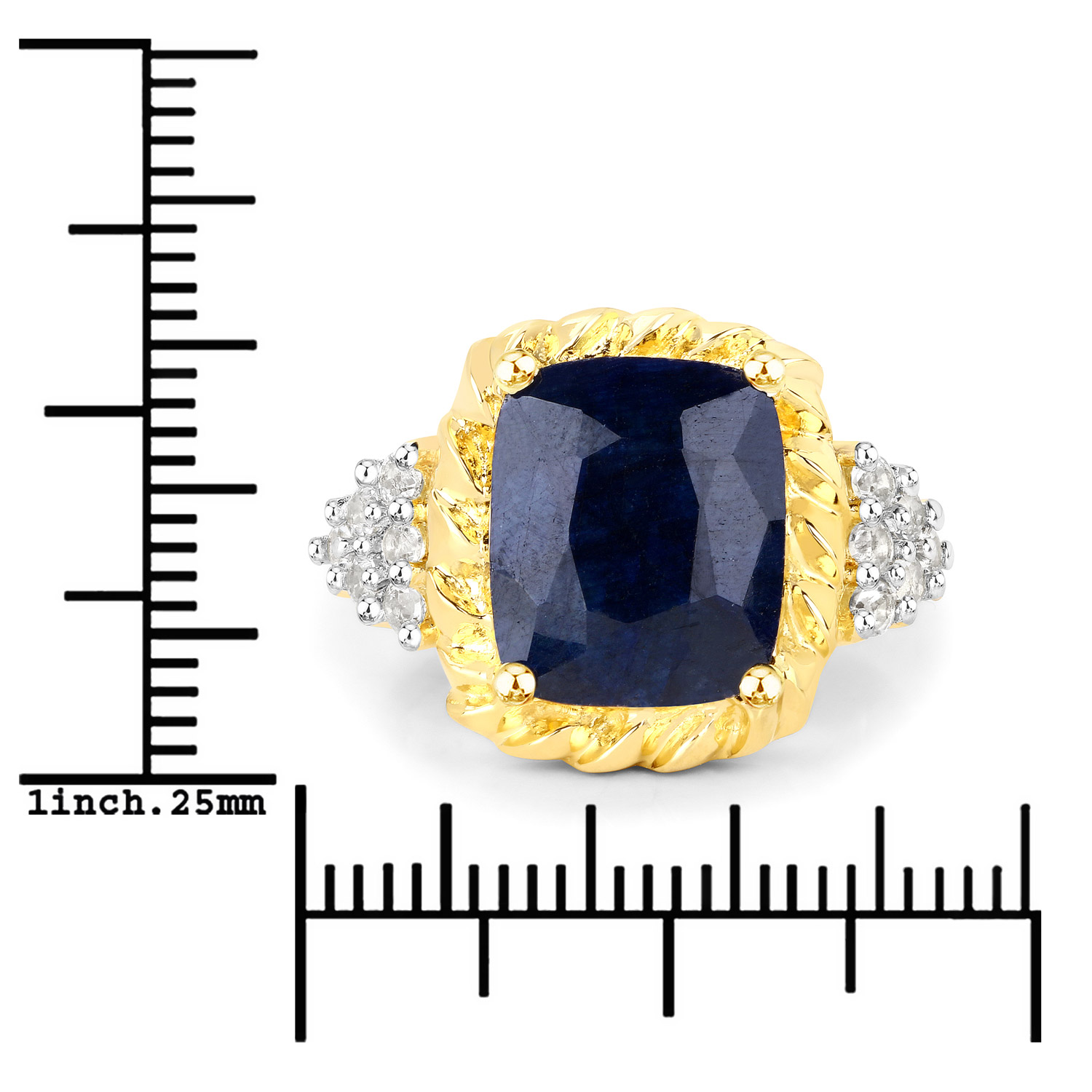 7.83 Carat Dyed Sapphire and Blue Topaz .925 Sterling Silver Ring