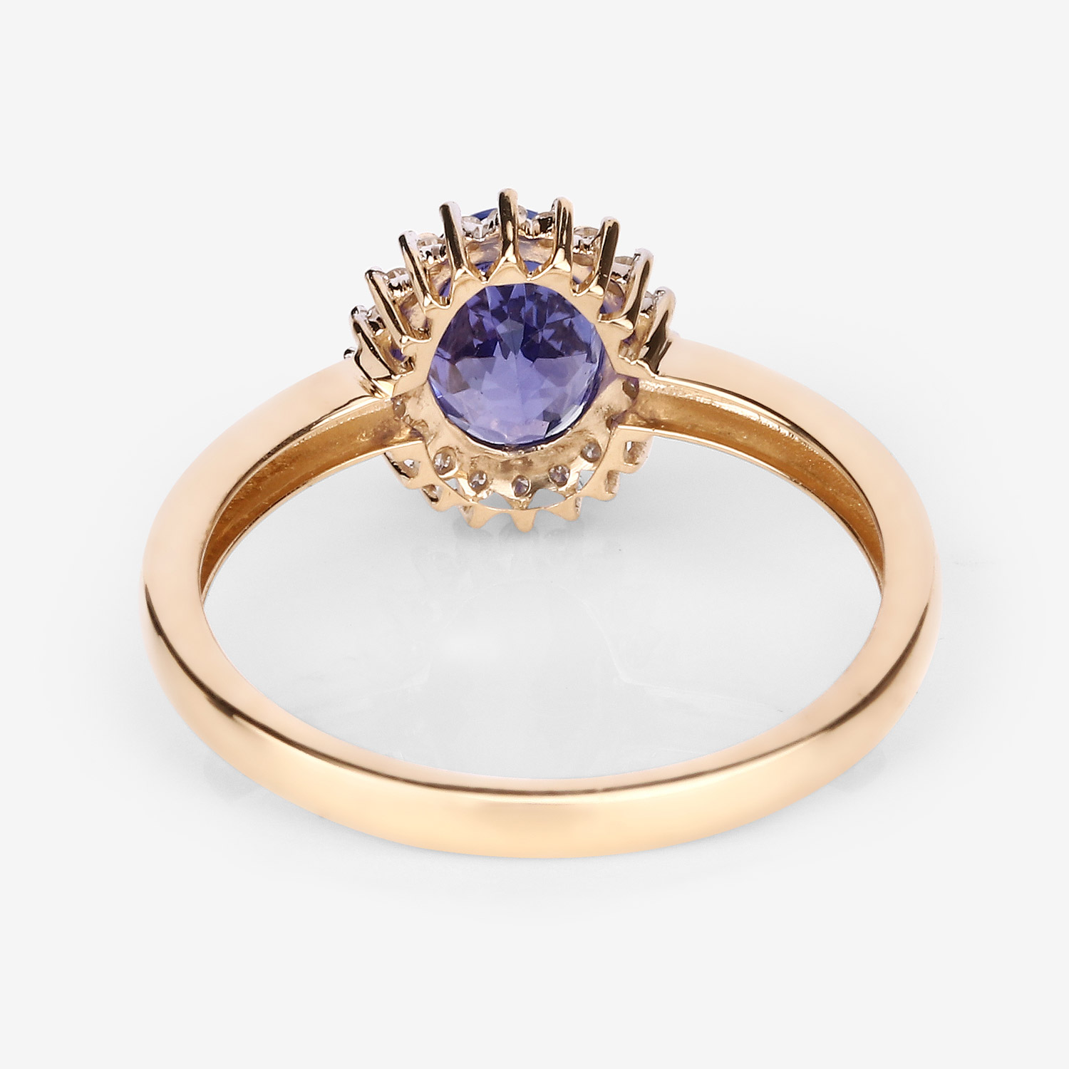 0.86 Carat Genuine Tanzanite and White Diamond 14K Yellow Gold Ring