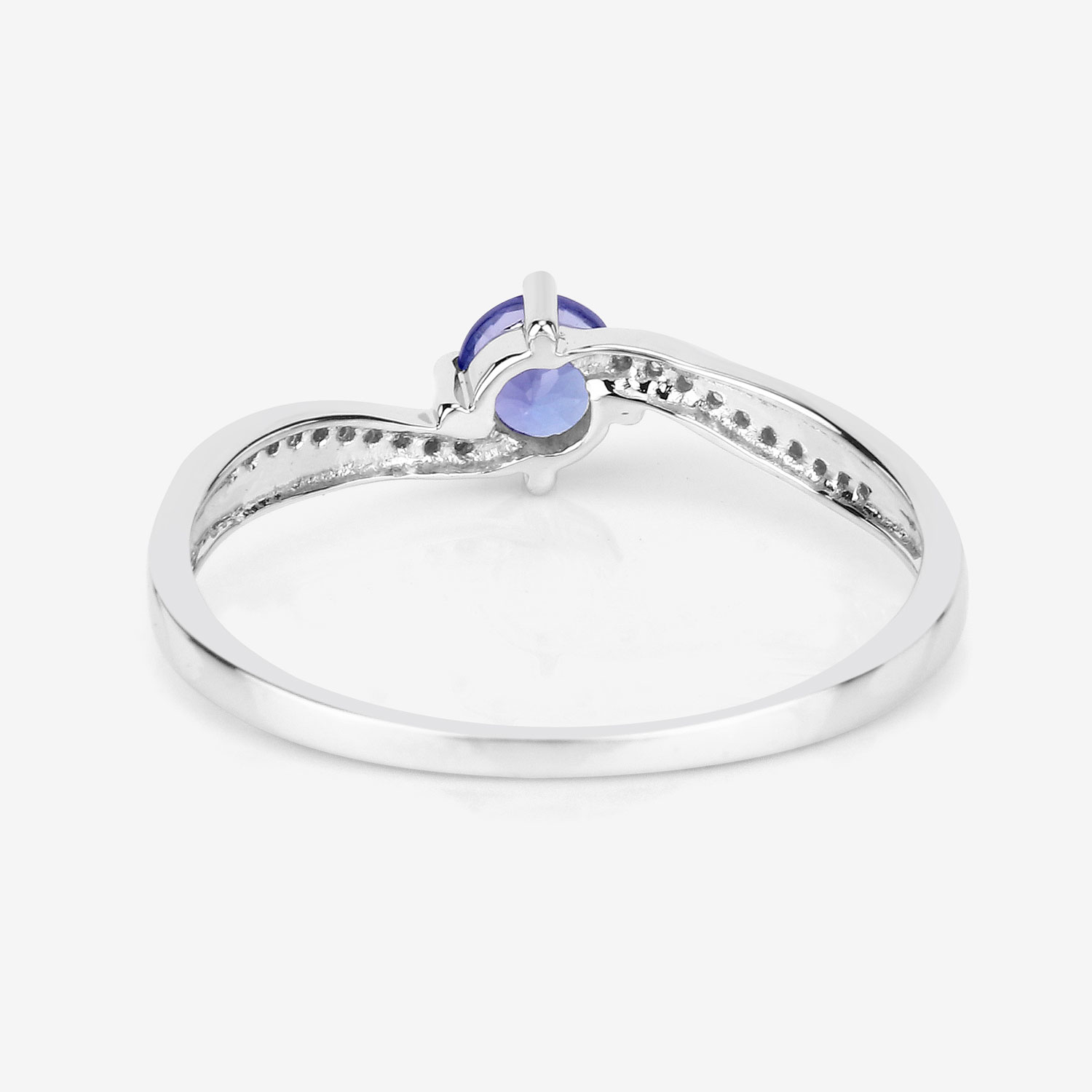0.28 Carat Genuine Tanzanite and White Diamond 14K White Gold Ring