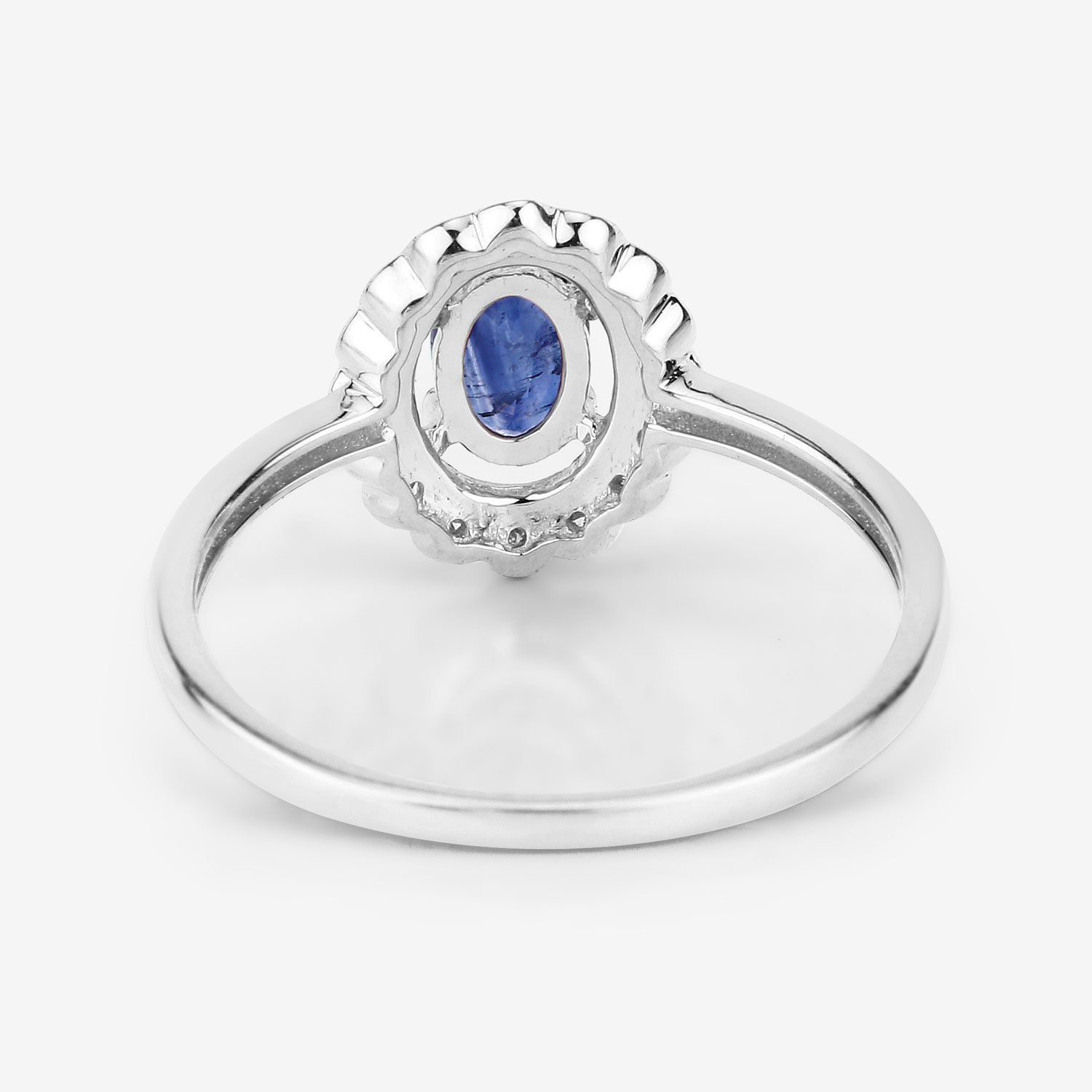 0.52 Carat Genuine Blue Sapphire and White Diamond 14K White Gold Ring