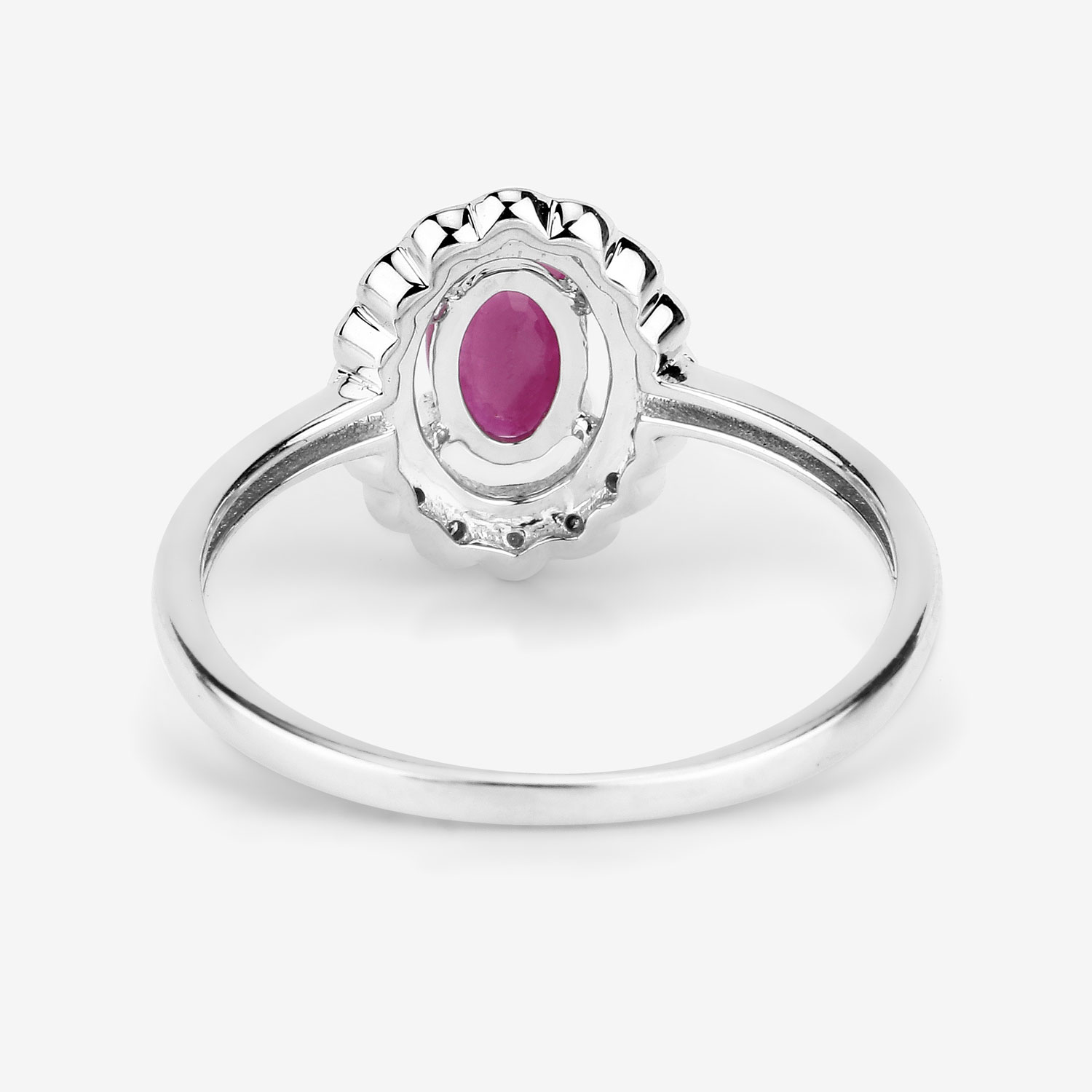 0.56 Carat Genuine Ruby and White Diamond 14K White Gold Ring