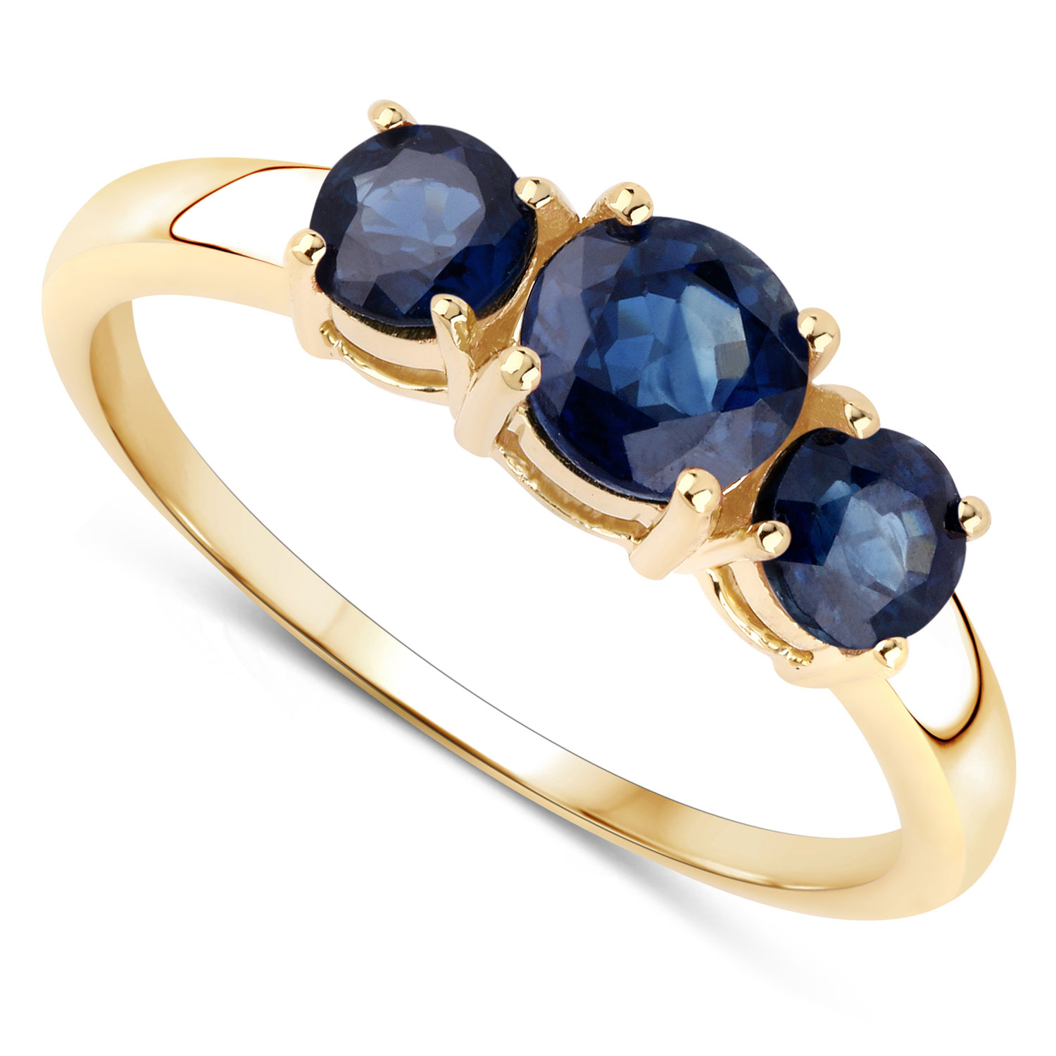 1.25 Carat Genuine Blue Sapphire 14K Yellow Gold Ring