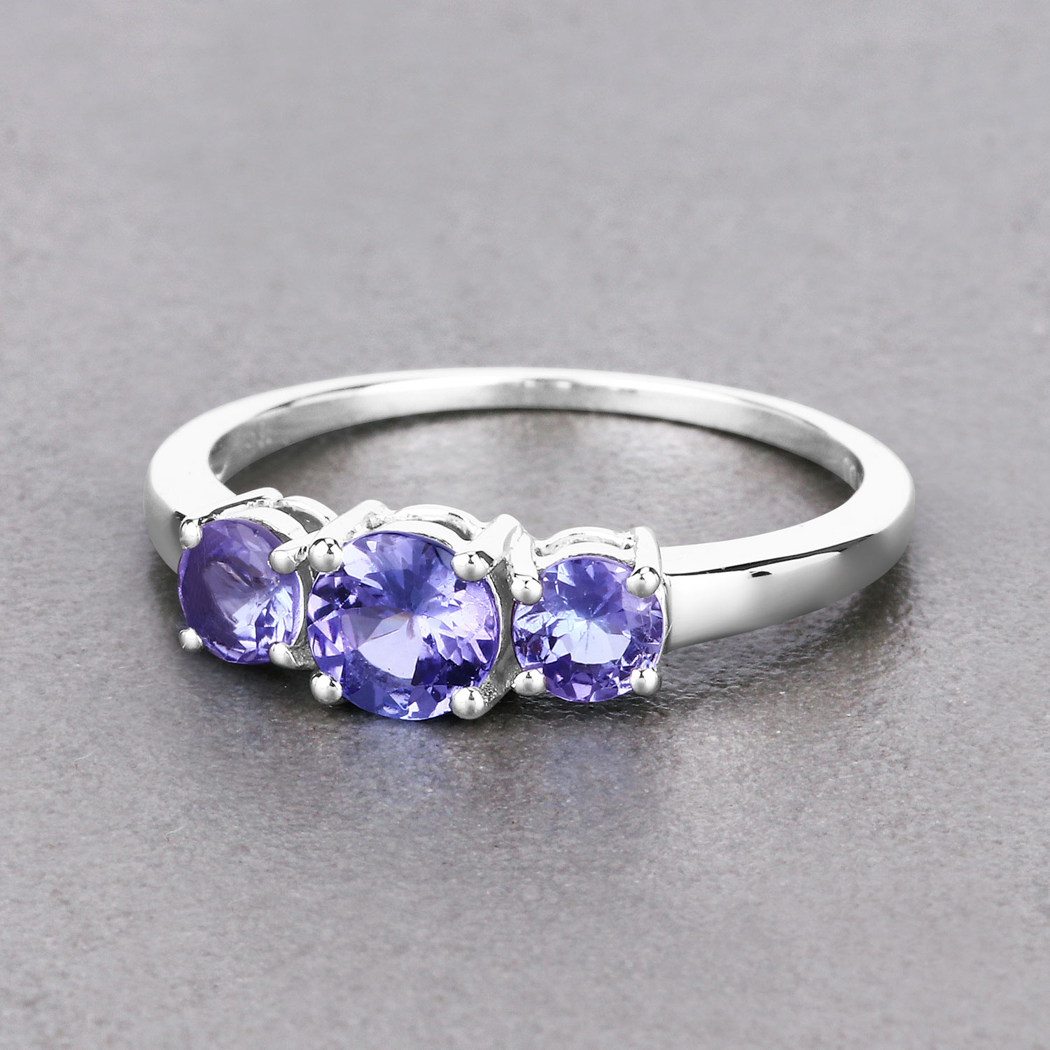 0.93 Carat Genuine Tanzanite 14K White Gold Ring