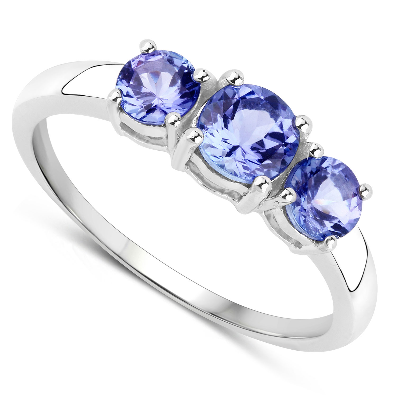 0.93 Carat Genuine Tanzanite 14K White Gold Ring