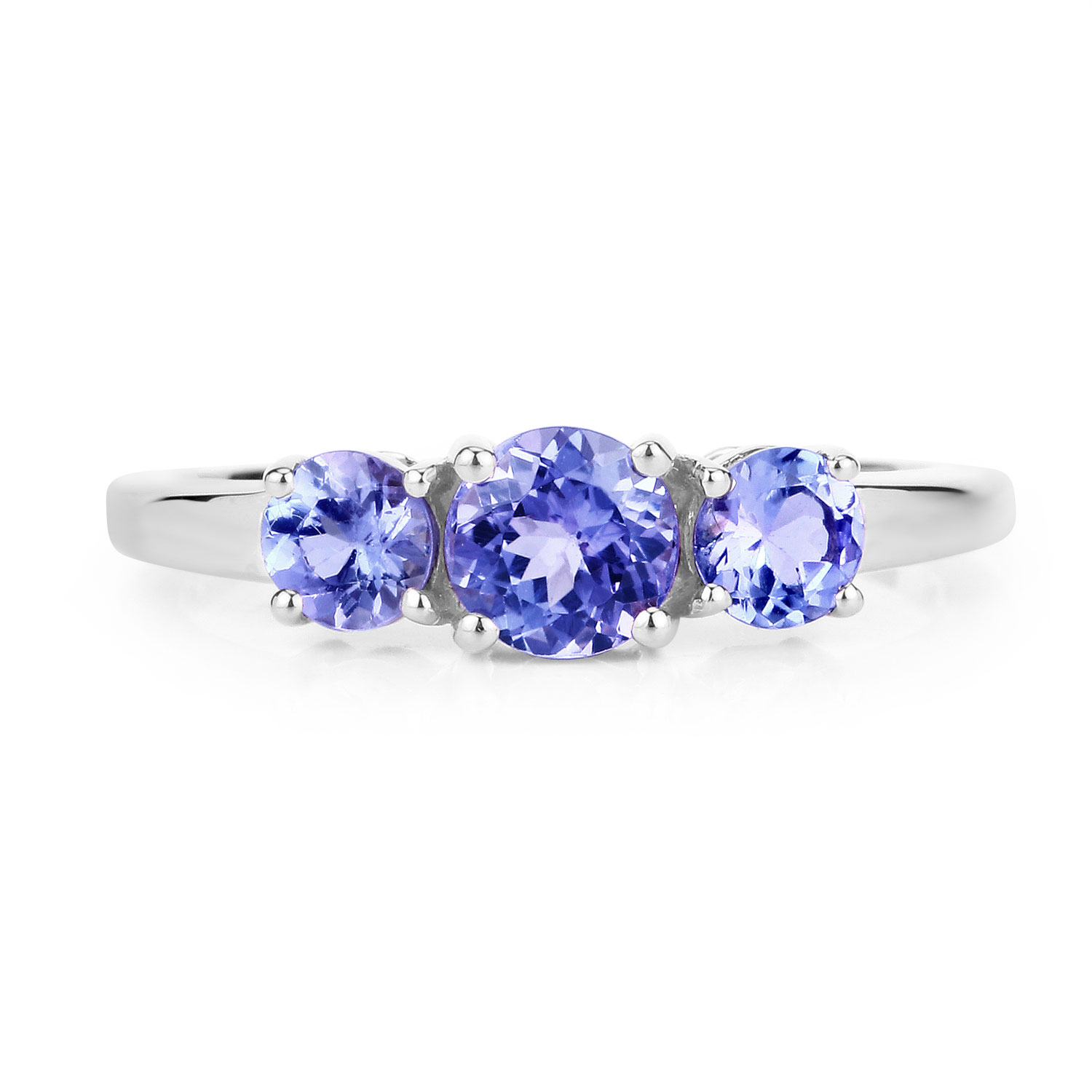 0.93 Carat Genuine Tanzanite 14K White Gold Ring