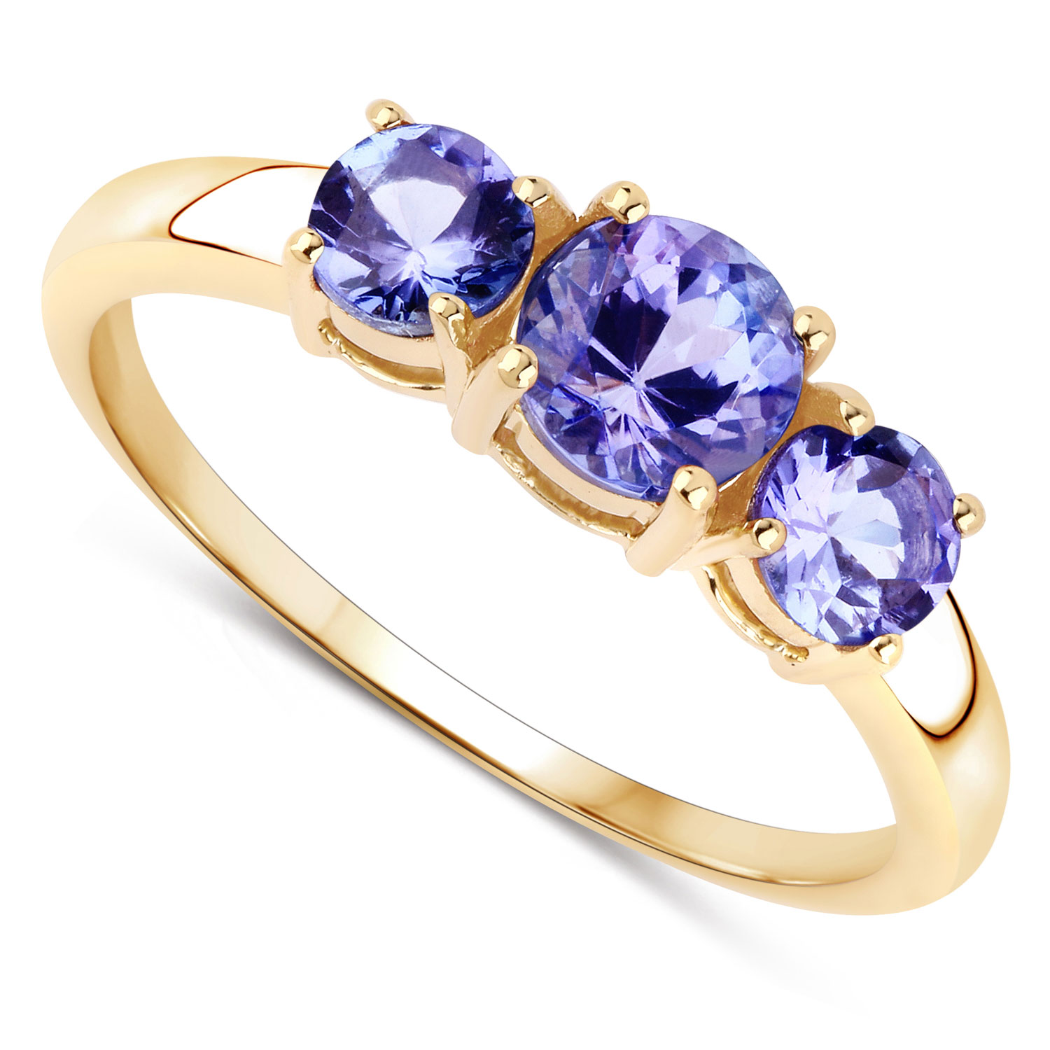 0.93 Carat Genuine Tanzanite 14K Yellow Gold Ring