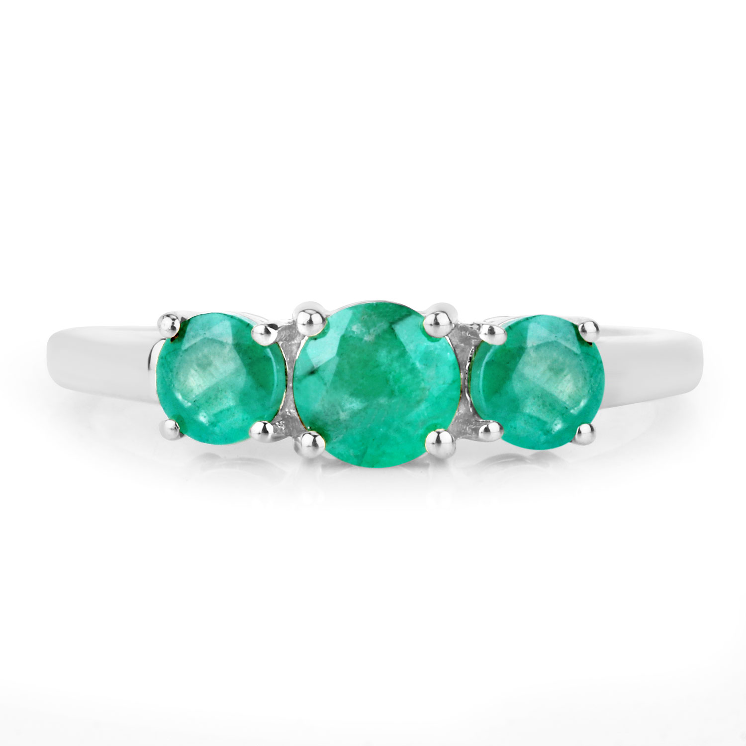 0.88 Carat Genuine Zambian Emerald 14K White Gold Ring